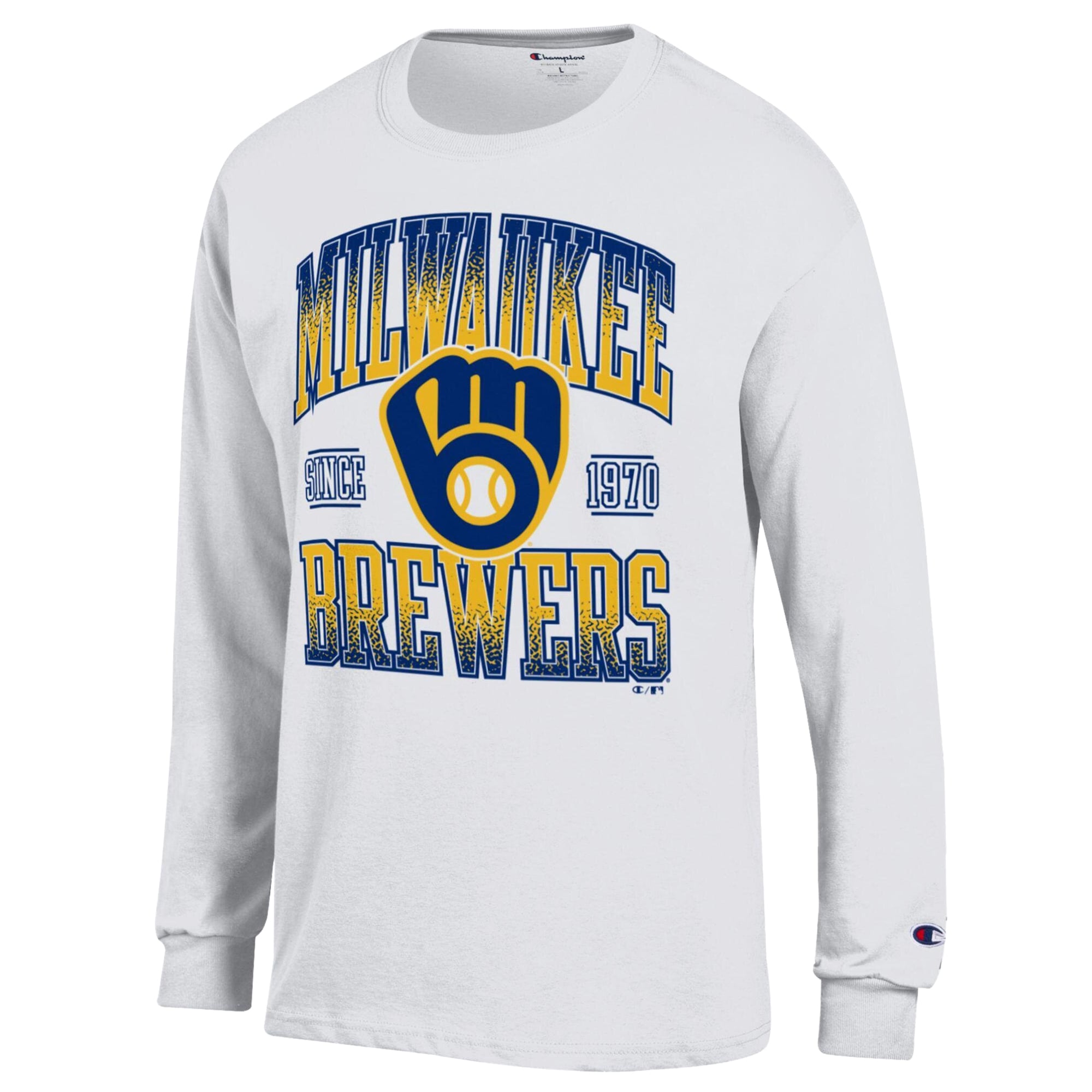 Men's Champion  White Milwaukee Brewers Jersey Long Sleeve T-Shirt