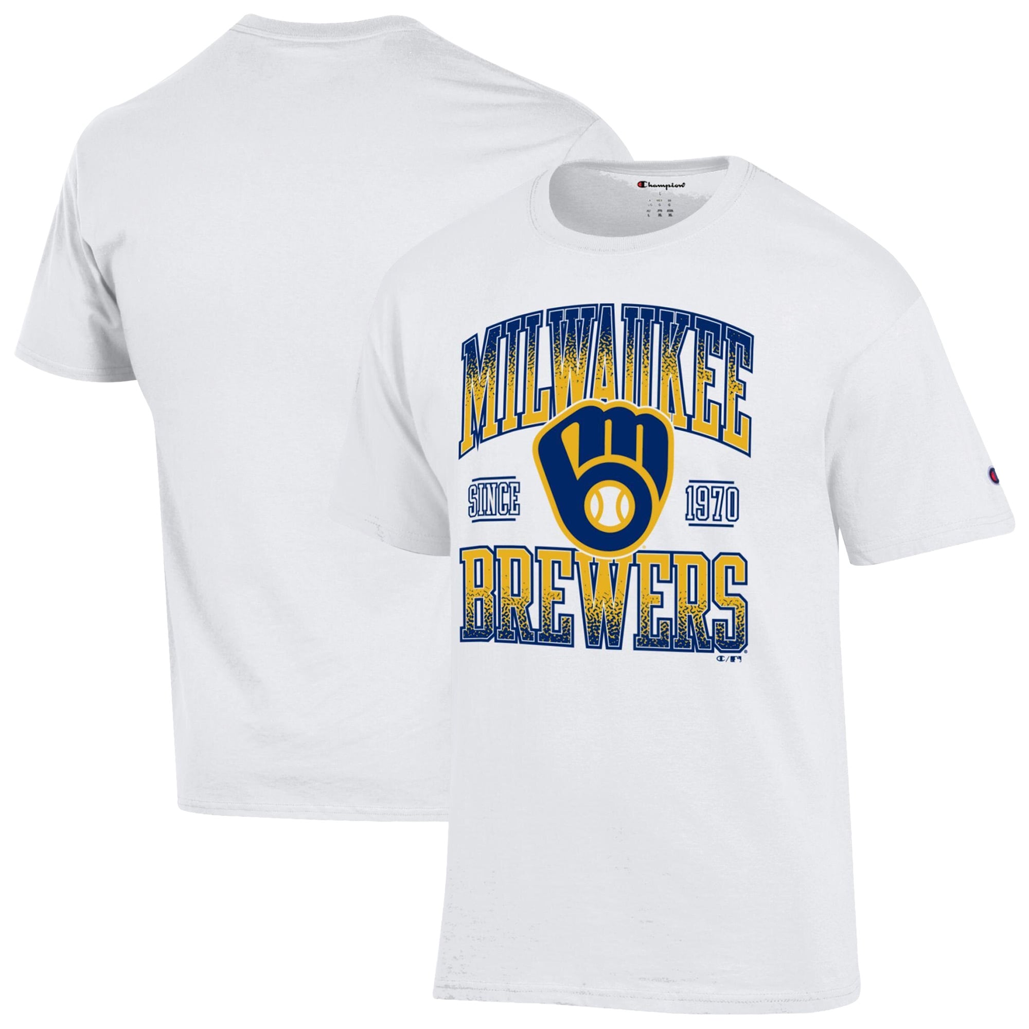 Men's Champion White Milwaukee Brewers Team Name T-Shirt