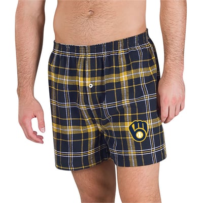 Milwaukee Brewers Concepts Sport Ultimate Flannel Boxers - Navy/Gold