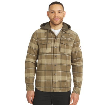 Milwaukee Brewers Darius Rucker Collection by Fanatics Woven Hooded Full-Snap Shacket - Brown/Olive