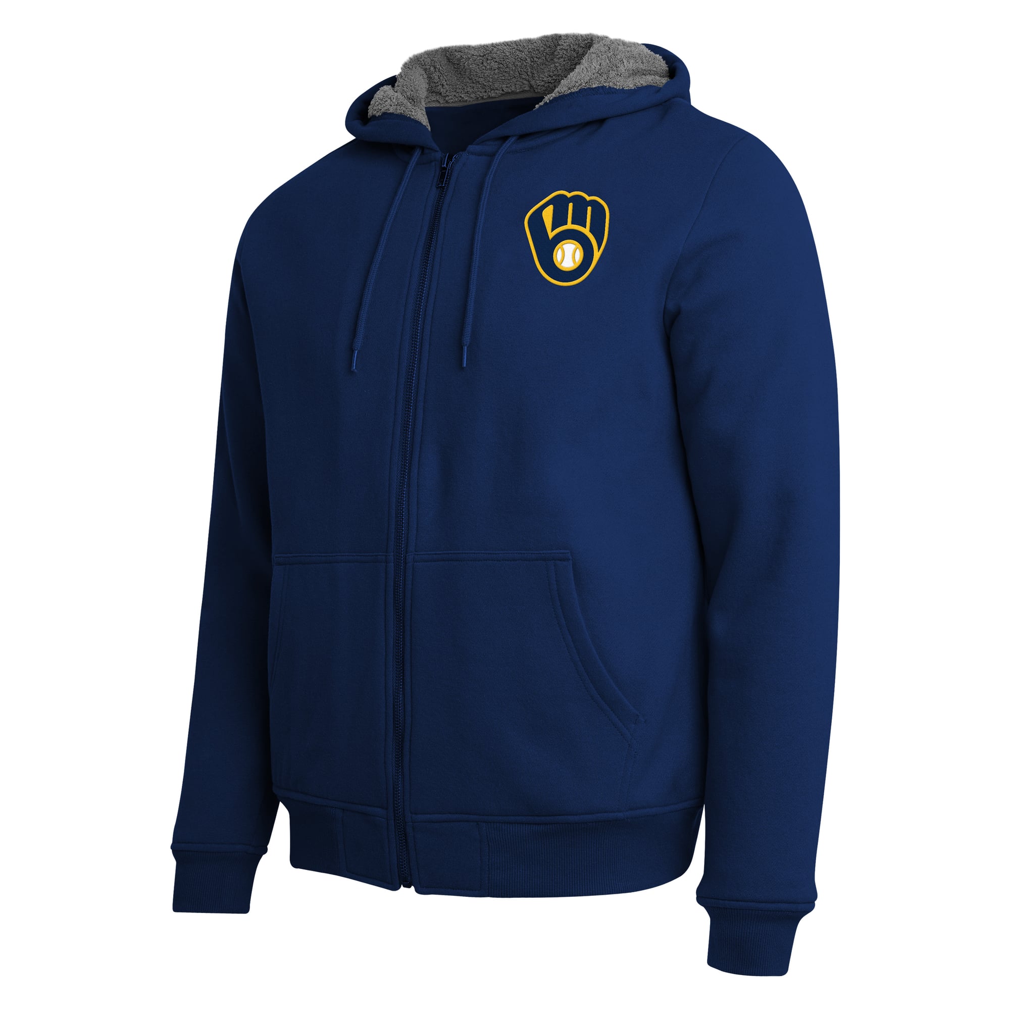 Sweat-shirt zippé intégral doublé sherpa bleu marine/gris de la collection Darius Rucker pour homme par Fanatics Milwaukee Brewers