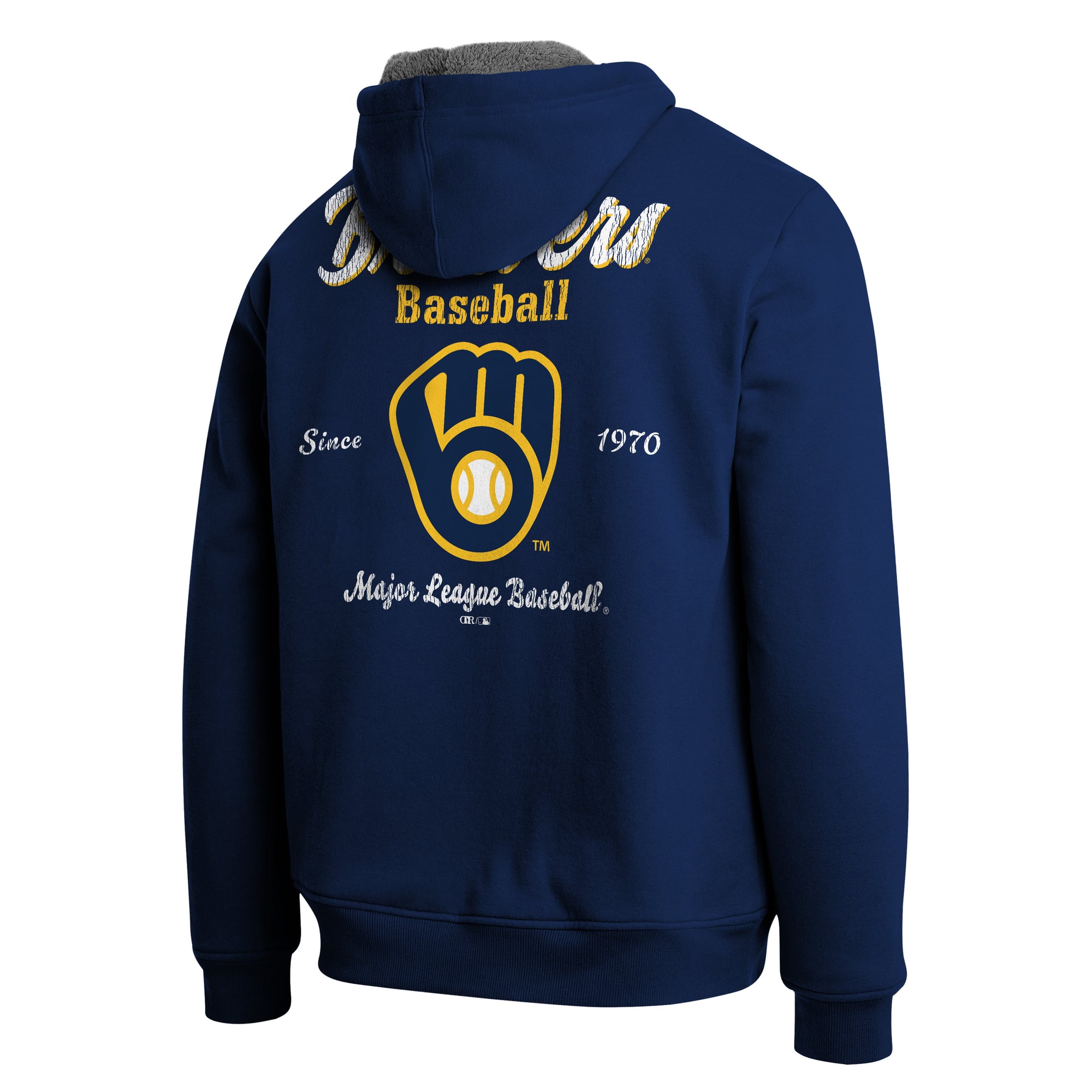 Sweat-shirt zippé intégral doublé sherpa bleu marine/gris de la collection Darius Rucker pour homme par Fanatics Milwaukee Brewers