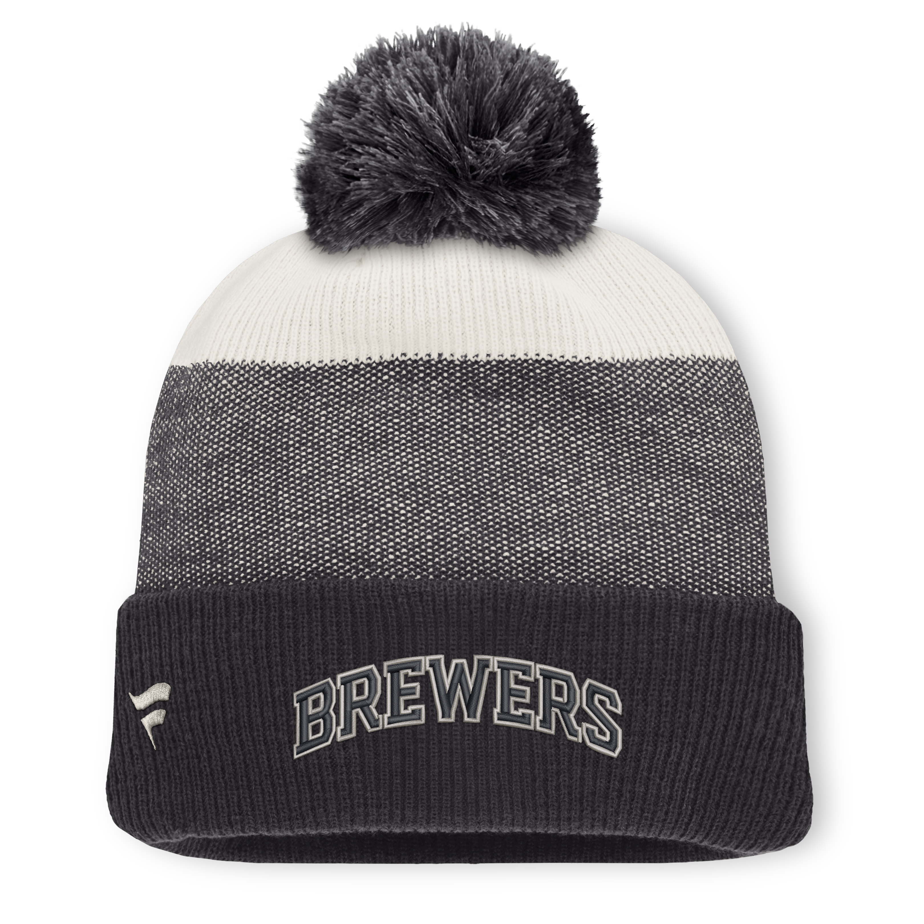 Men's Fanatics Charcoal/Gray Milwaukee Brewers Cuffed Knit Hat with Pom