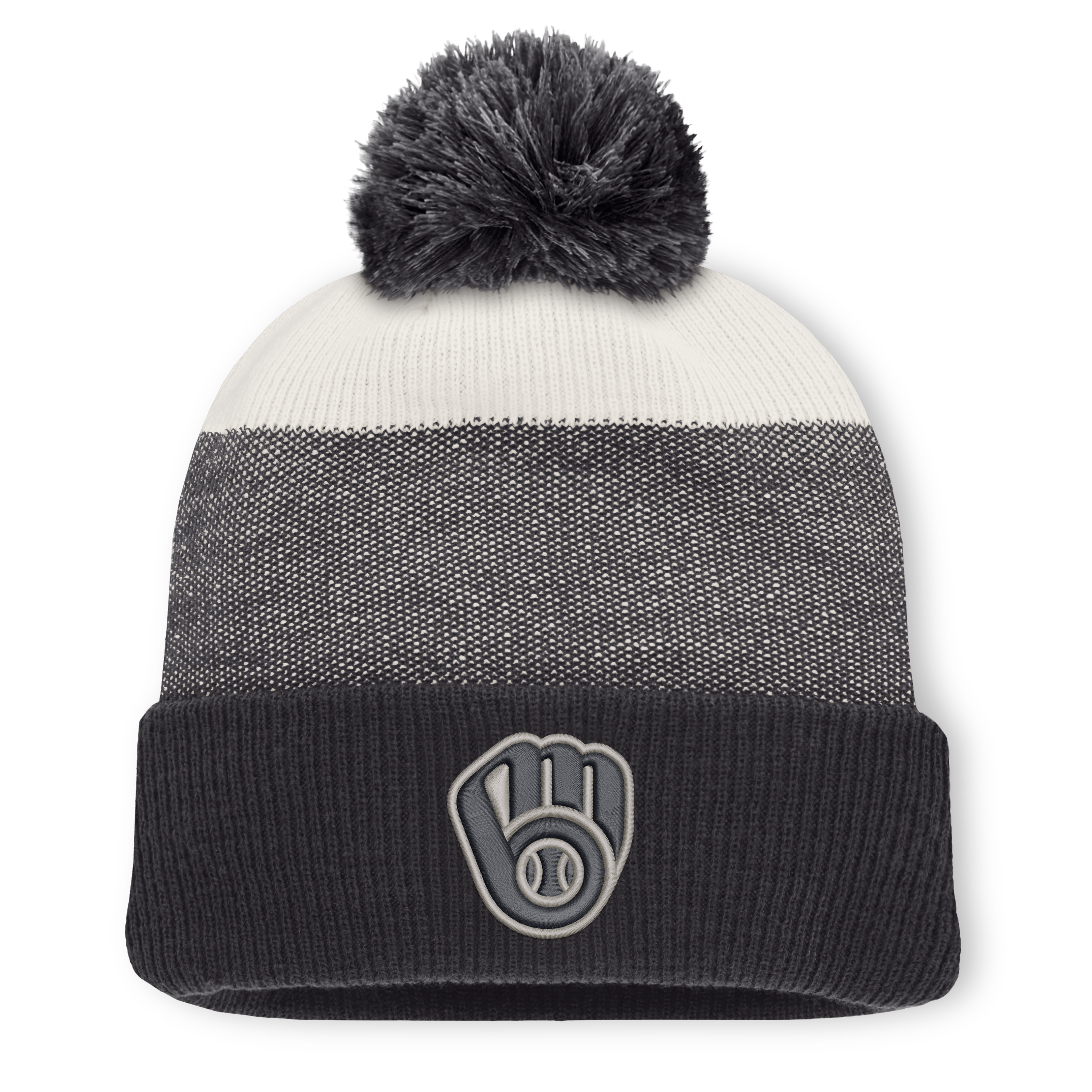Men's Fanatics Charcoal/Gray Milwaukee Brewers Cuffed Knit Hat with Pom