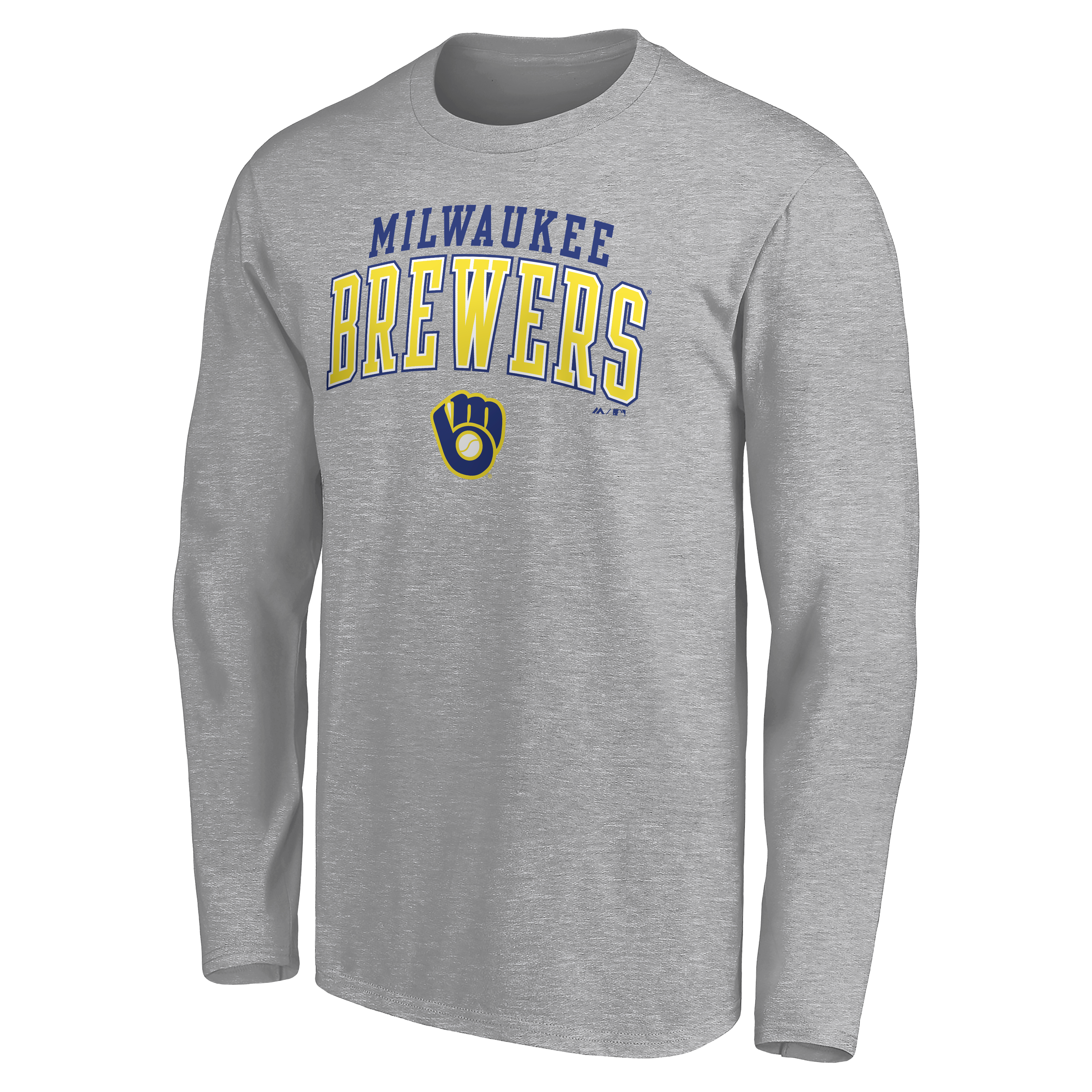 Men's Fanatics Heather Gray Milwaukee Brewers Iconic Long Sleeve T-Shirt