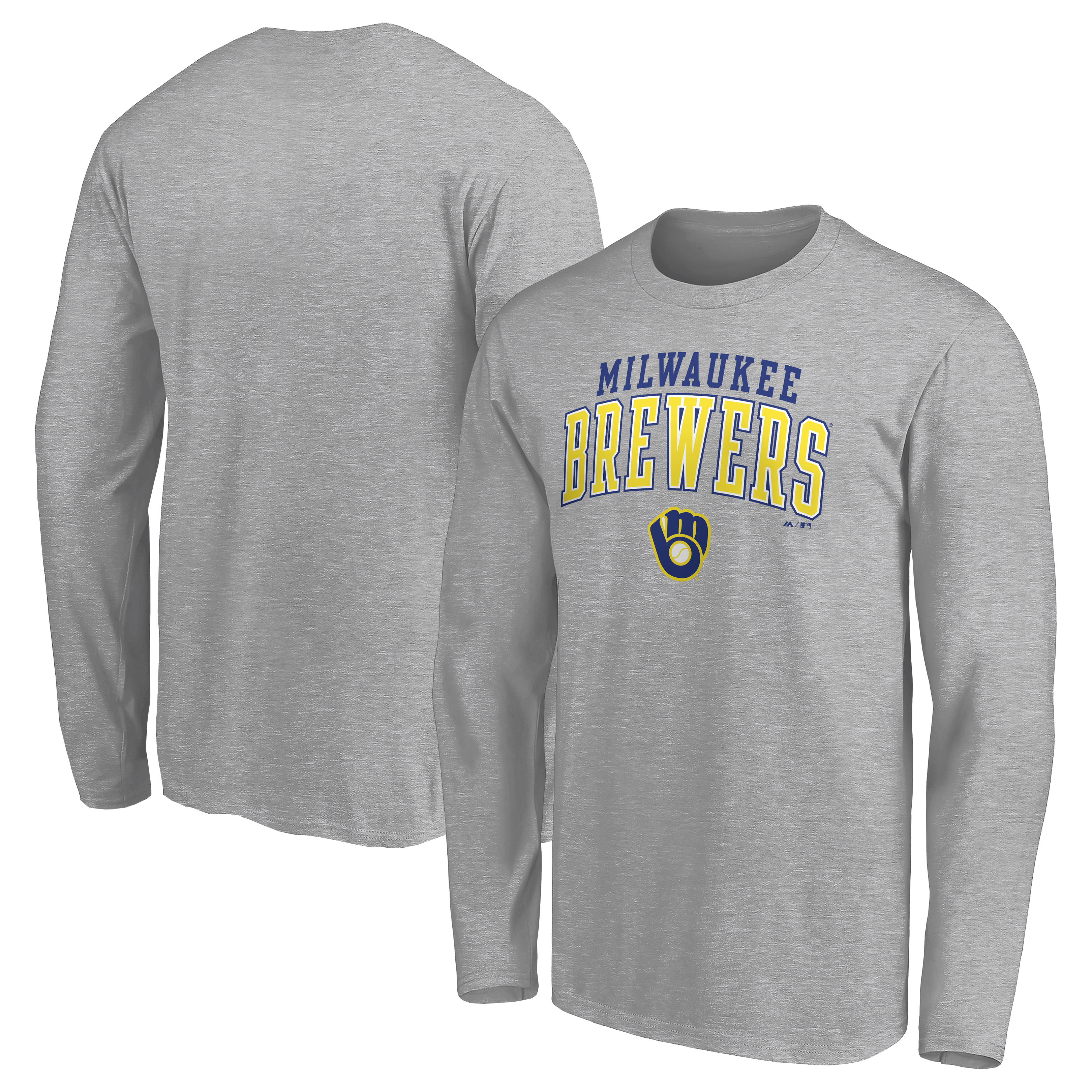 Men's Fanatics Heather Gray Milwaukee Brewers Iconic Long Sleeve T-Shirt