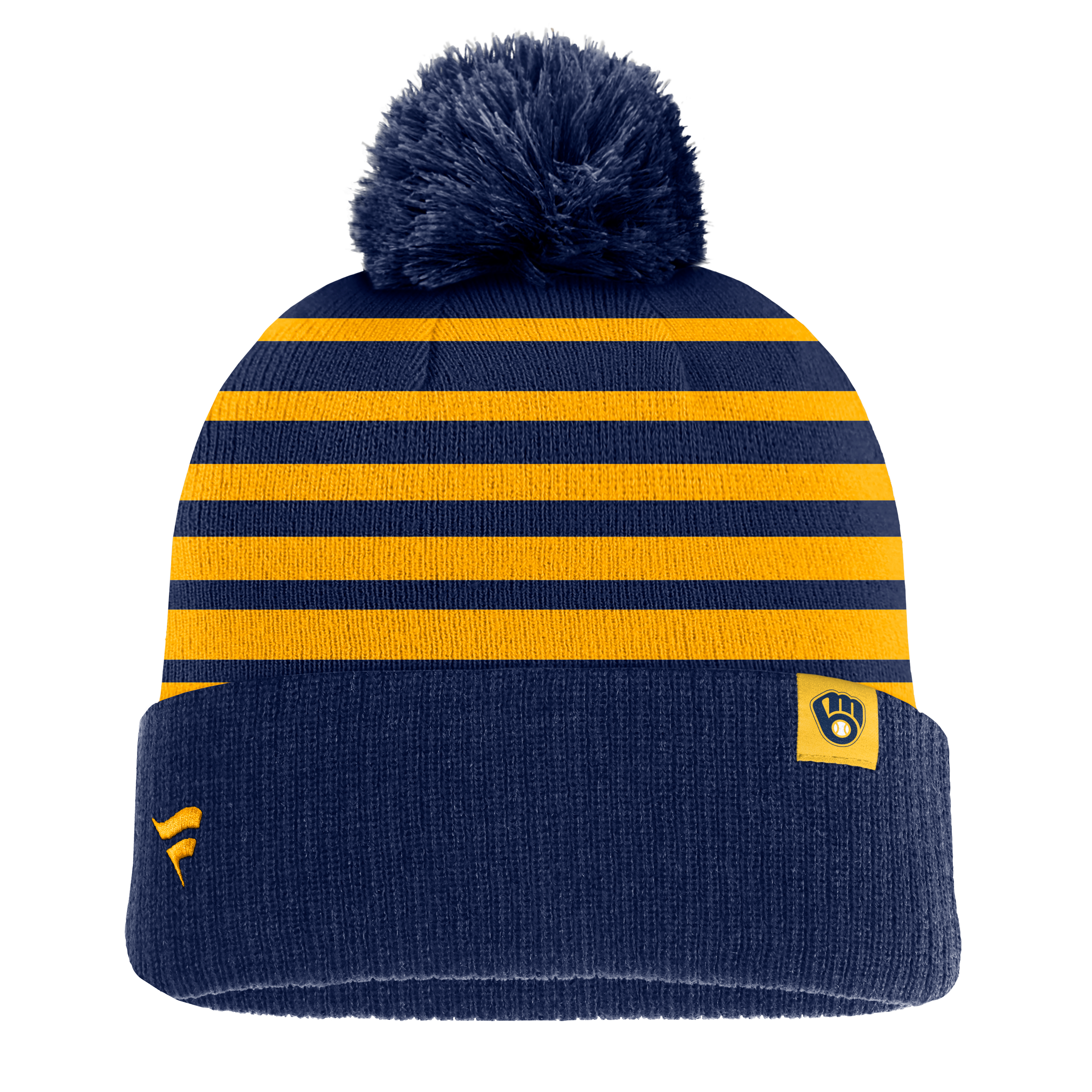 Bonnet à pompon dégradé bleu marine Milwaukee Brewers pour homme, de la marque Fanatics.