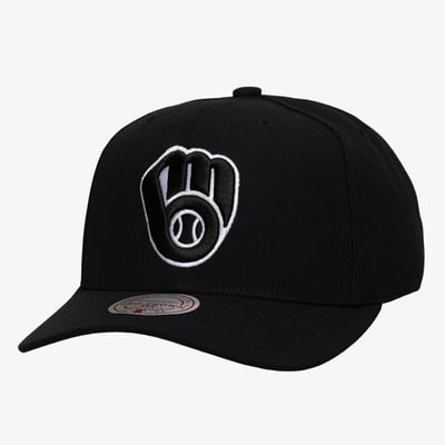 Milwaukee Brewers Mitchell & Ness Black and White Pro Crown Snapback - Black
