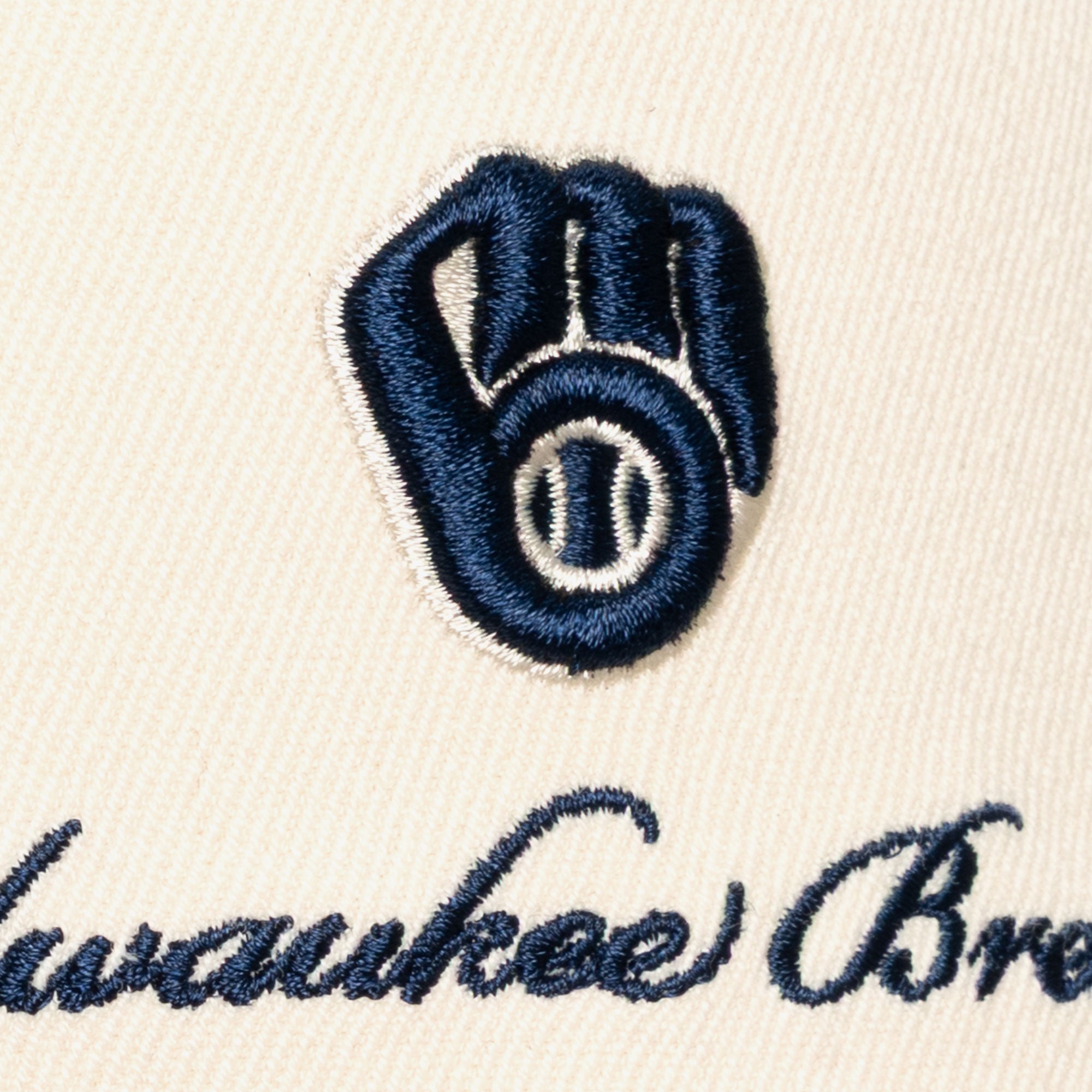 Men's Mitchell & Ness Cream/Navy Milwaukee Brewers Flawless Stretch-Snapback Hat