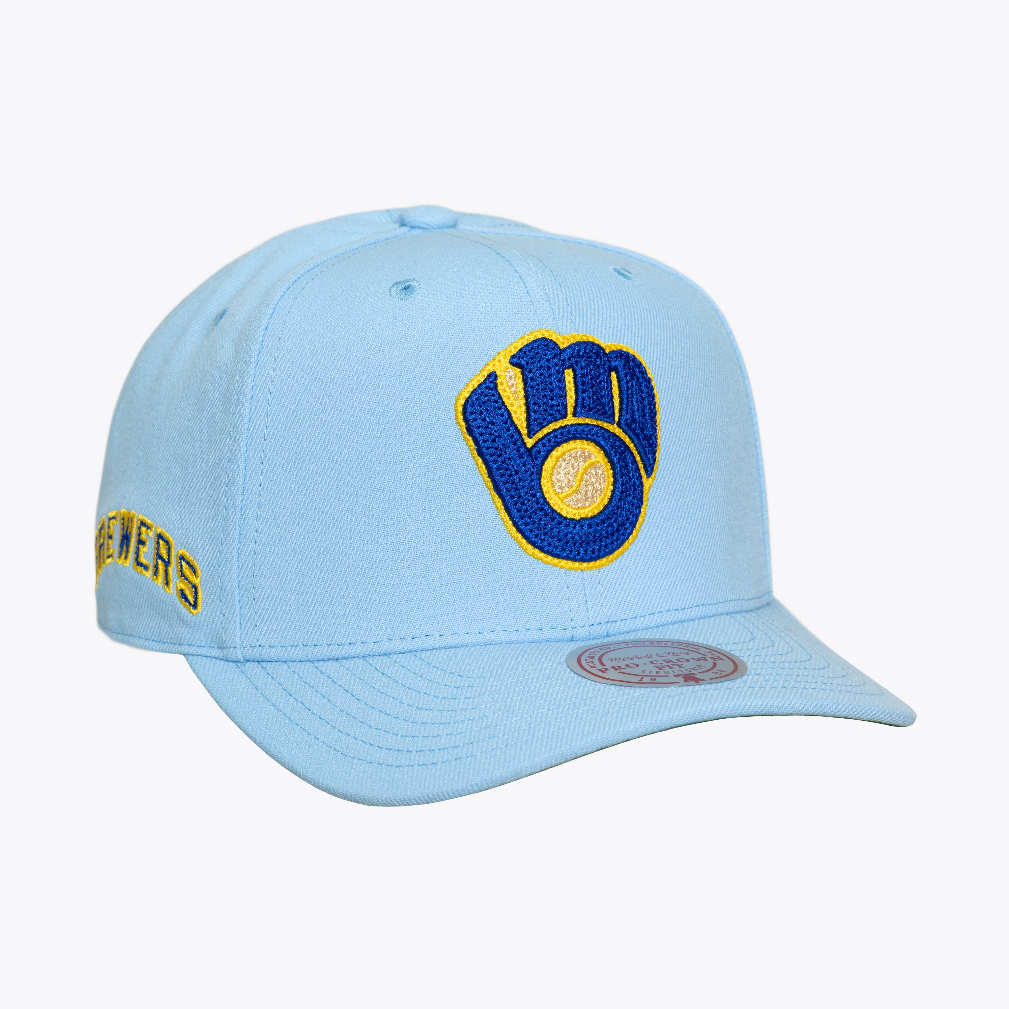 Men's Mitchell & Ness  Light Blue Milwaukee Brewers Secondary Pop Pro Snapback Hat