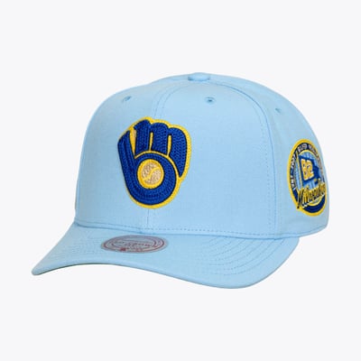  Milwaukee Brewers Mitchell & Ness Secondary Pop Pro Snapback Hat - Light Blue