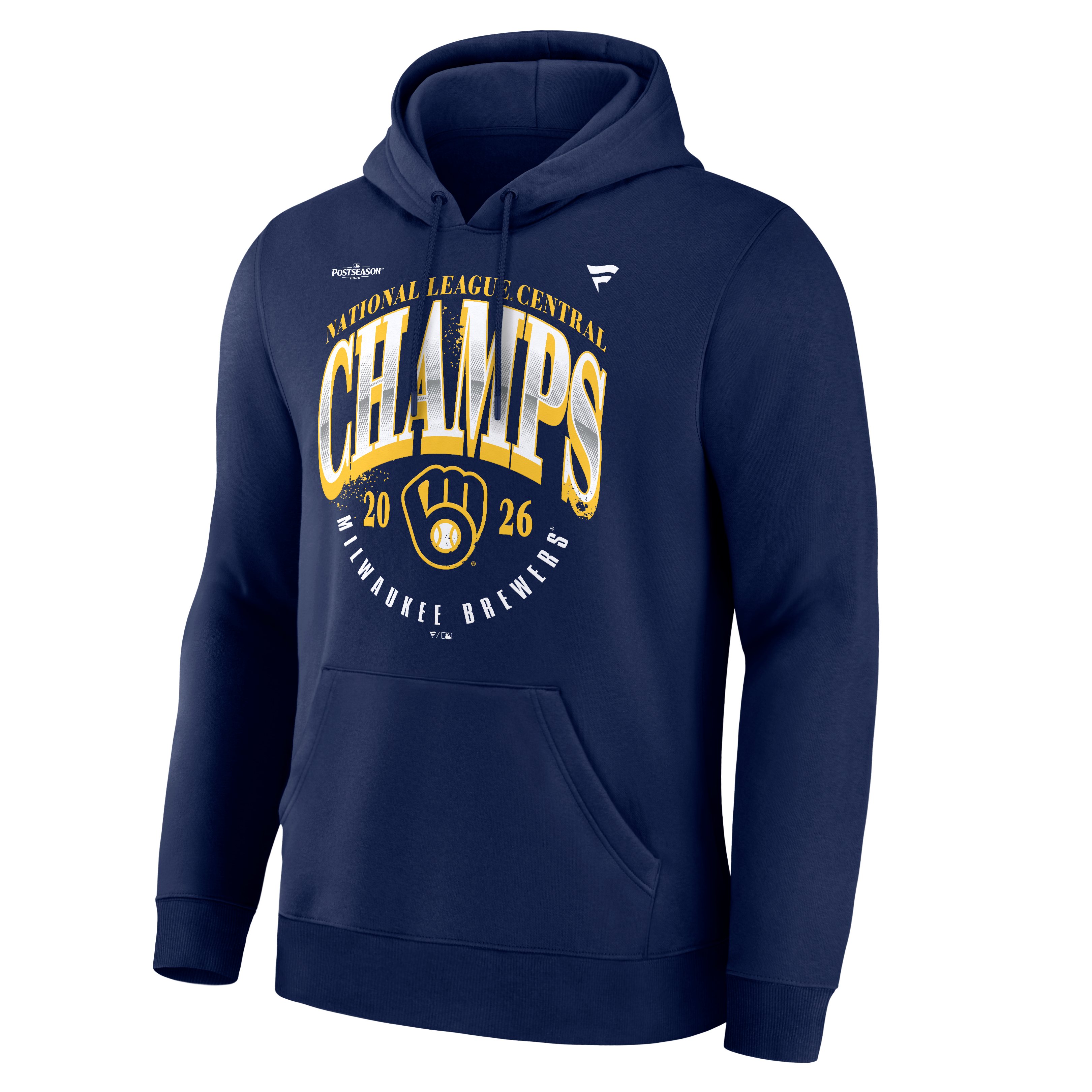 Sweat à capuche bleu marine pour homme des Milwaukee Brewers, champions de la division centrale Ligue nationale 2026