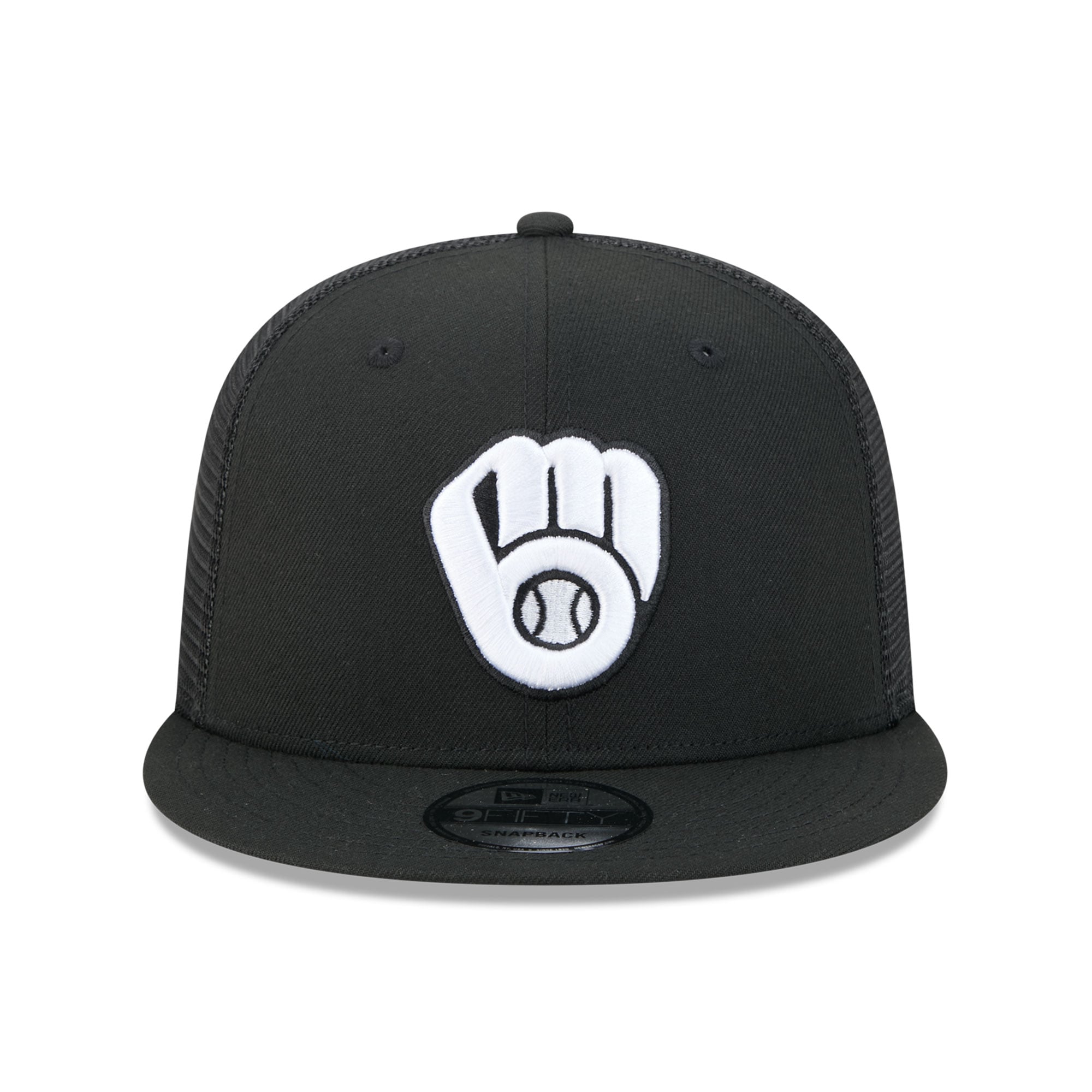 Casquette trucker ajustable New Era 9FIFTY noire pour homme, Milwaukee Brewers