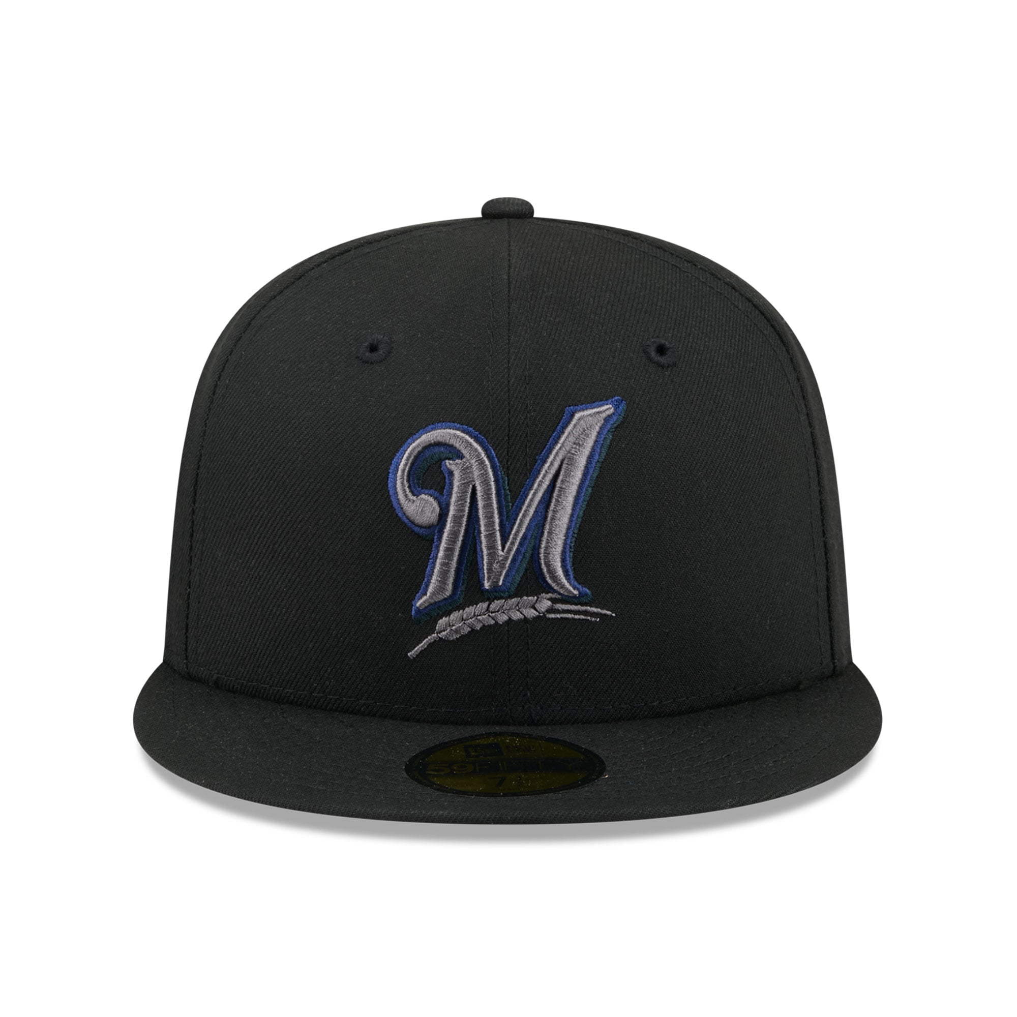Casquette ajustée New Era 59FIFTY pour homme, noire, Milwaukee Brewers, coloris pop.
