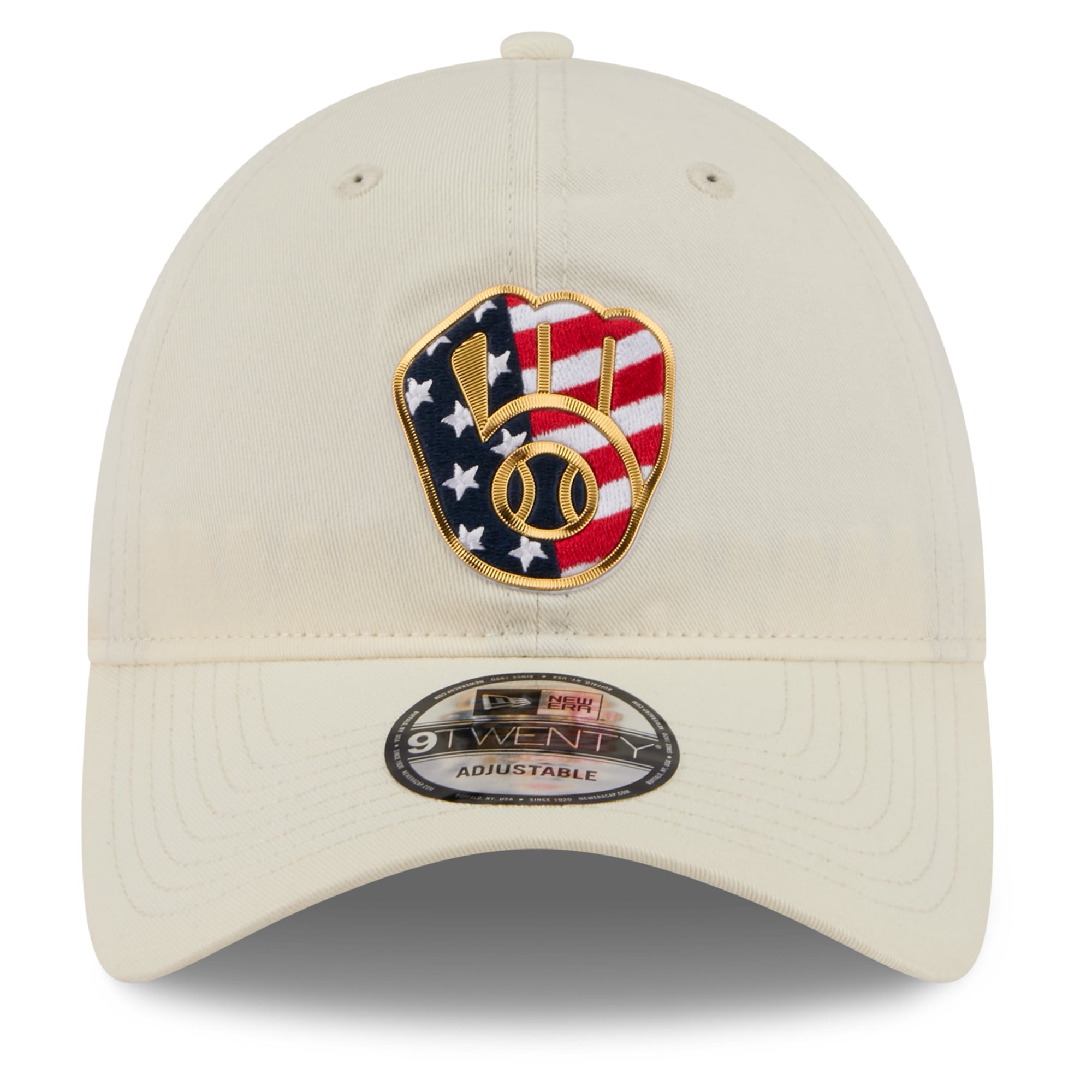 Men's New Era Cream Milwaukee Brewers USA 250 Fourth of July 9TWENTY Adjustable Hat