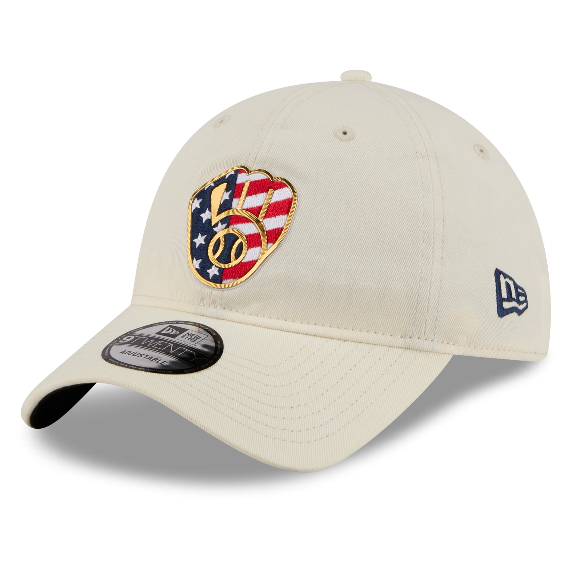 Men's New Era Cream Milwaukee Brewers USA 250 Fourth of July 9TWENTY Adjustable Hat