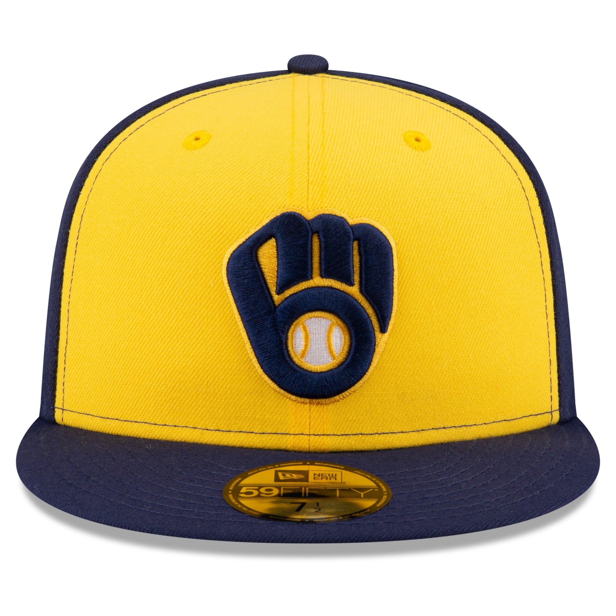 Casquette ajustée New Era 59FIFTY pour homme, or et marine, Milwaukee Brewers, écusson latéral des séries éliminatoires de la MLB 2026