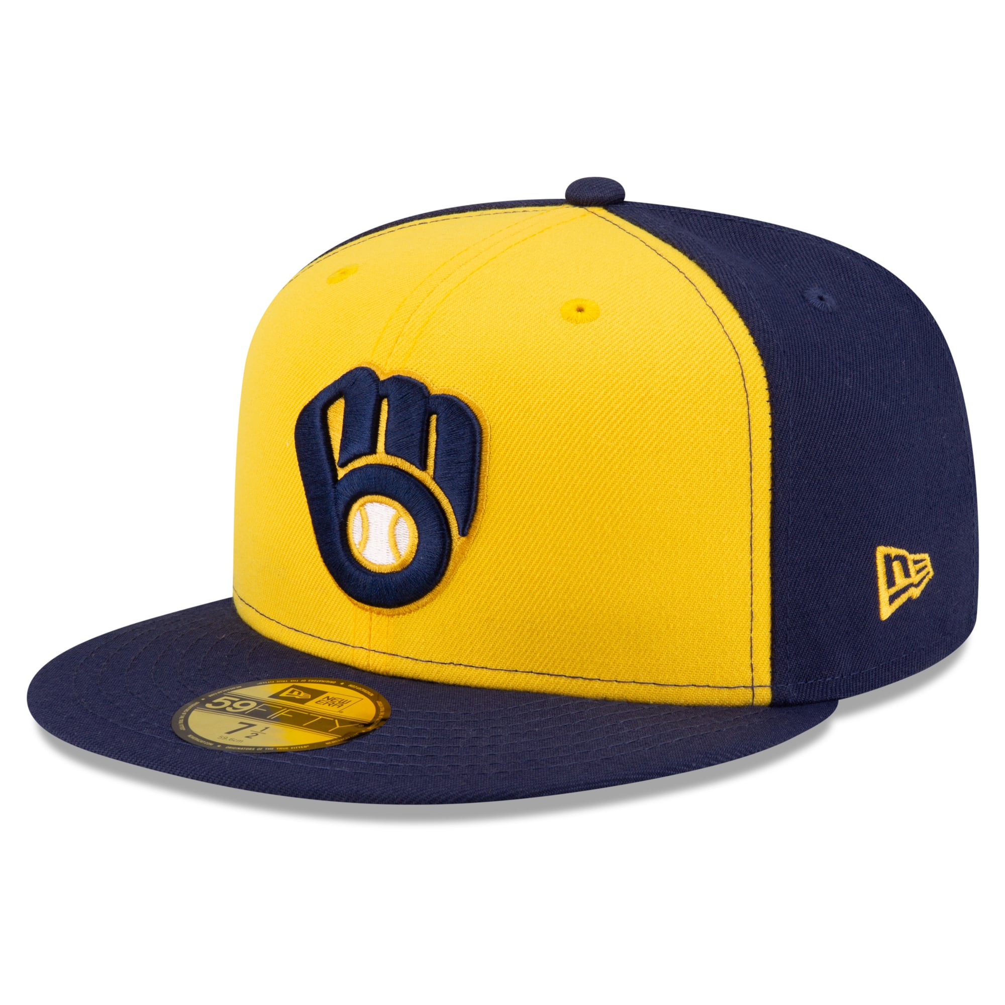 Casquette ajustée New Era 59FIFTY pour homme, or et marine, Milwaukee Brewers, écusson latéral des séries éliminatoires de la MLB 2026