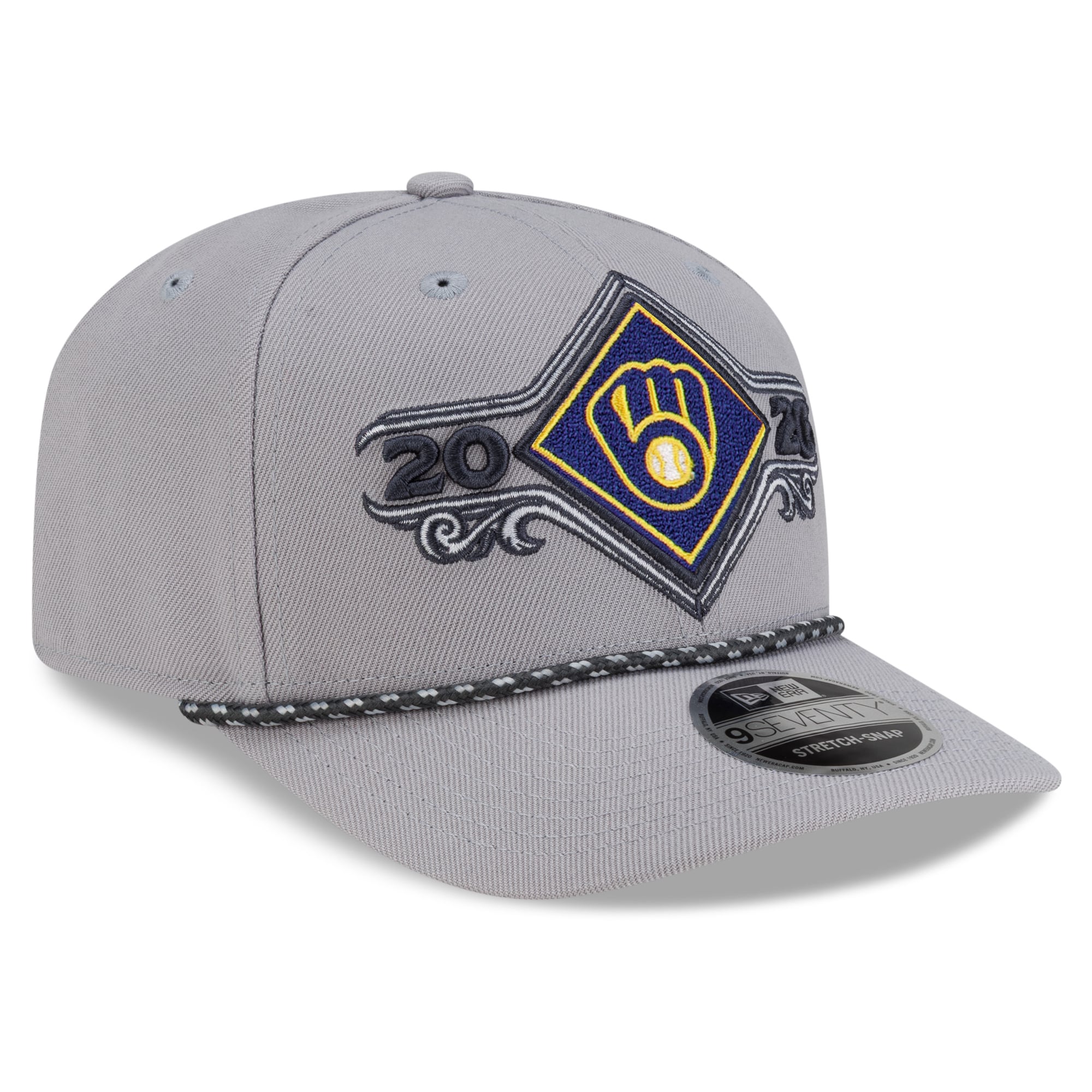Casquette ajustable New Era grise pour homme, Milwaukee Brewers, champions de la série de division de la Ligue nationale 2026, vestiaire 9SEVENTY