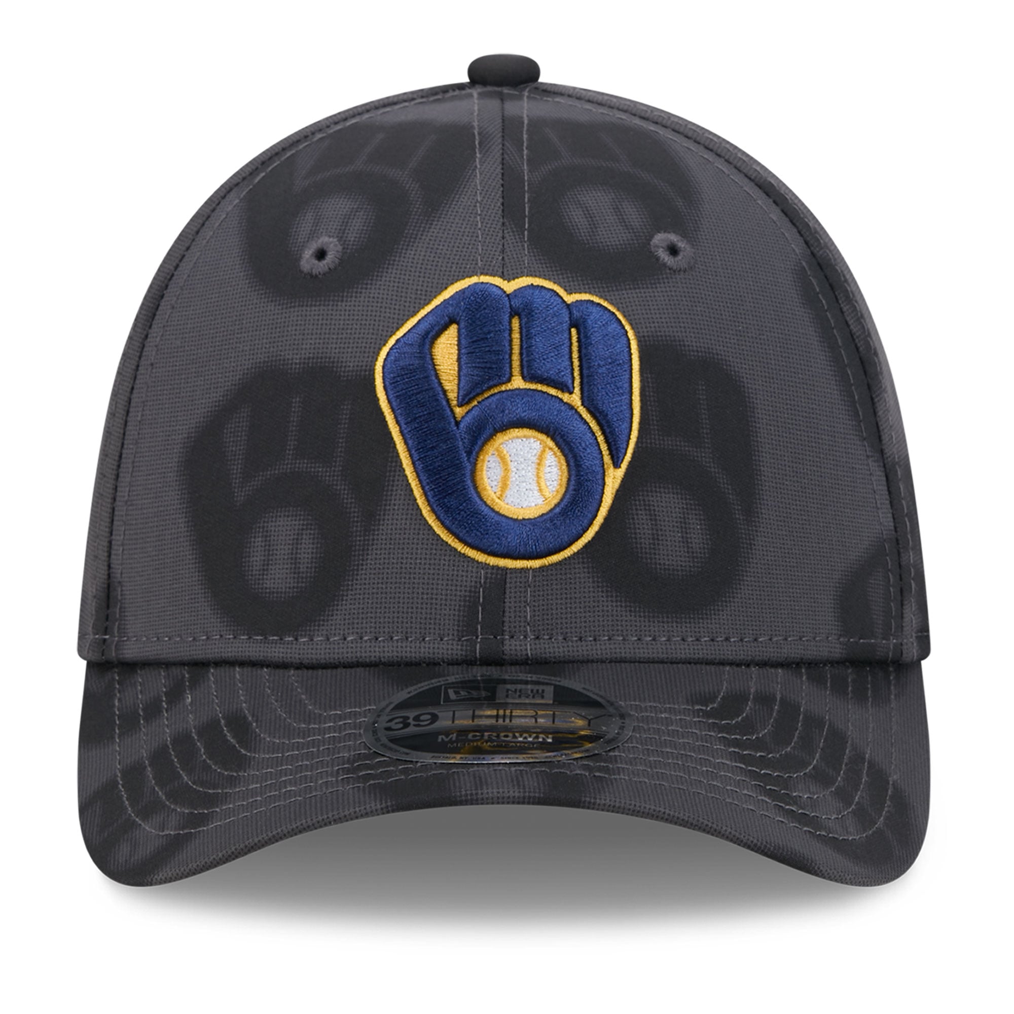 Men's New Era Gray Milwaukee Brewers Halftone 39THIRTY Flex Hat