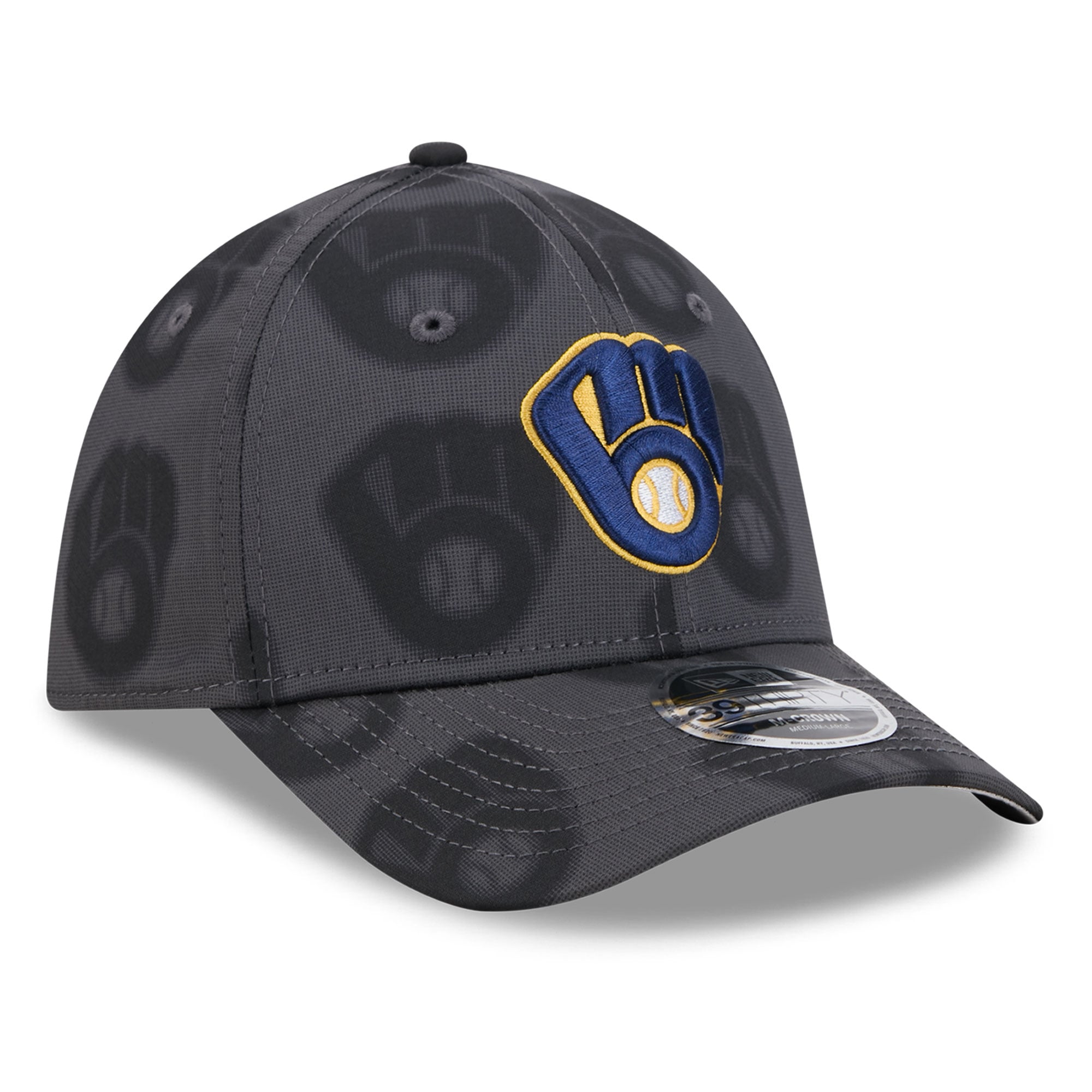 Men's New Era Gray Milwaukee Brewers Halftone 39THIRTY Flex Hat
