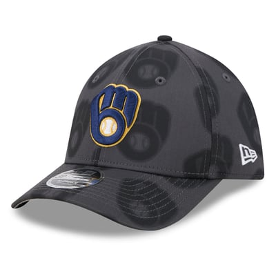 Milwaukee Brewers New Era Halftone 39THIRTY Flex Hat - Gray
