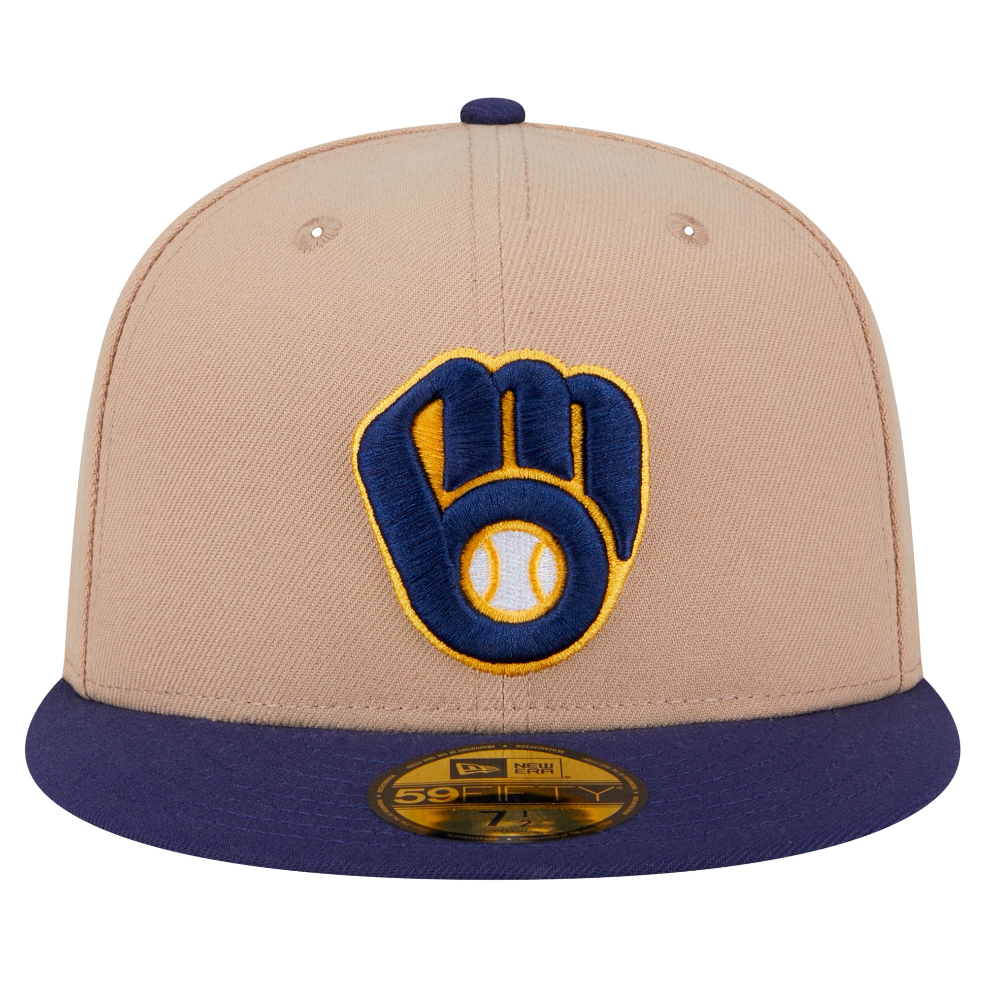 Casquette ajustée 59FIFTY kaki des Milwaukee Brewers de New Era pour homme