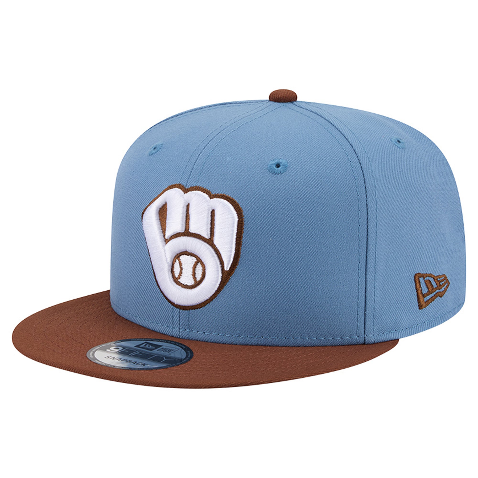 Casquette snapback New Era 9FIFTY pour homme, bleu clair/marron, Milwaukee Brewers Color Pack