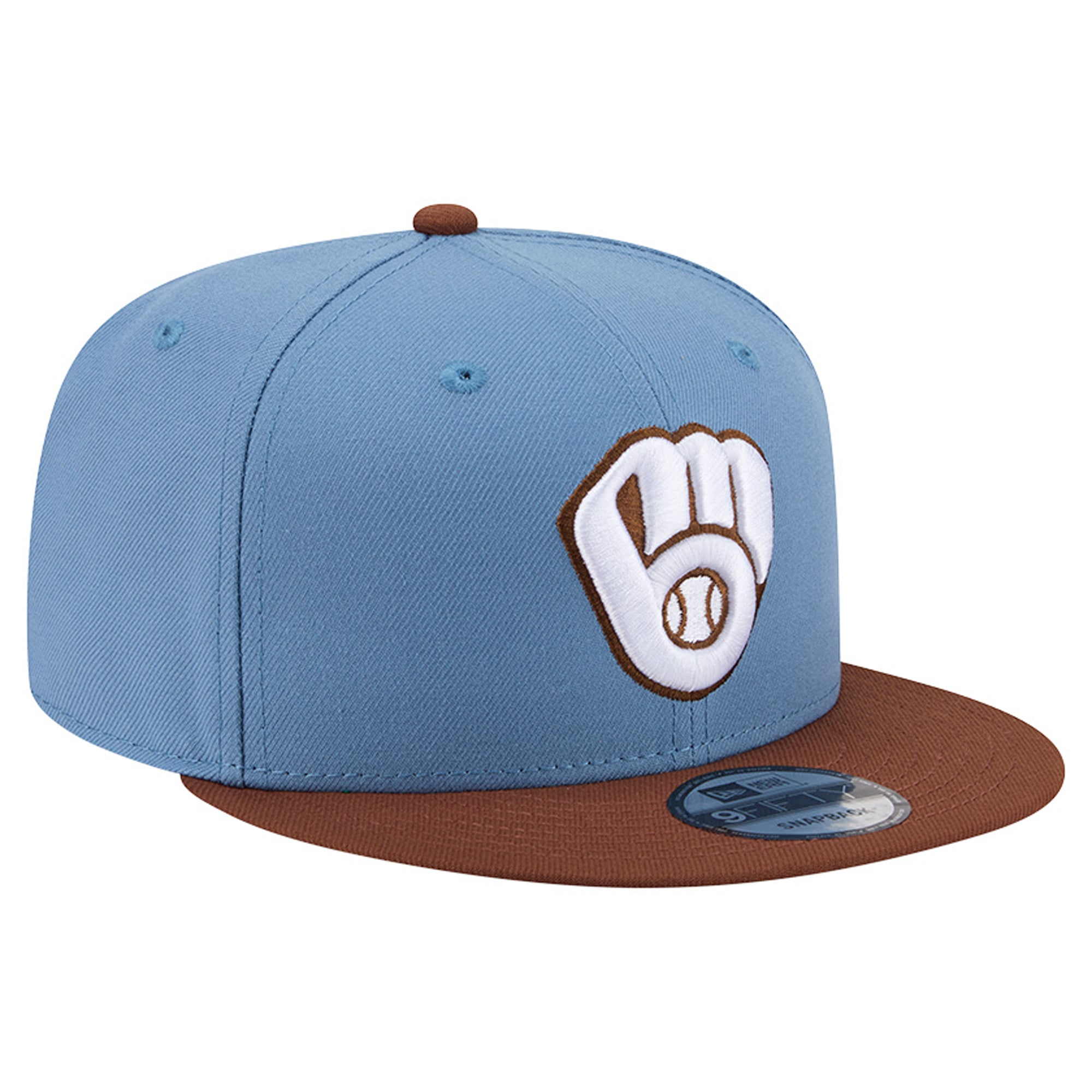 Casquette snapback New Era 9FIFTY pour homme, bleu clair/marron, Milwaukee Brewers Color Pack