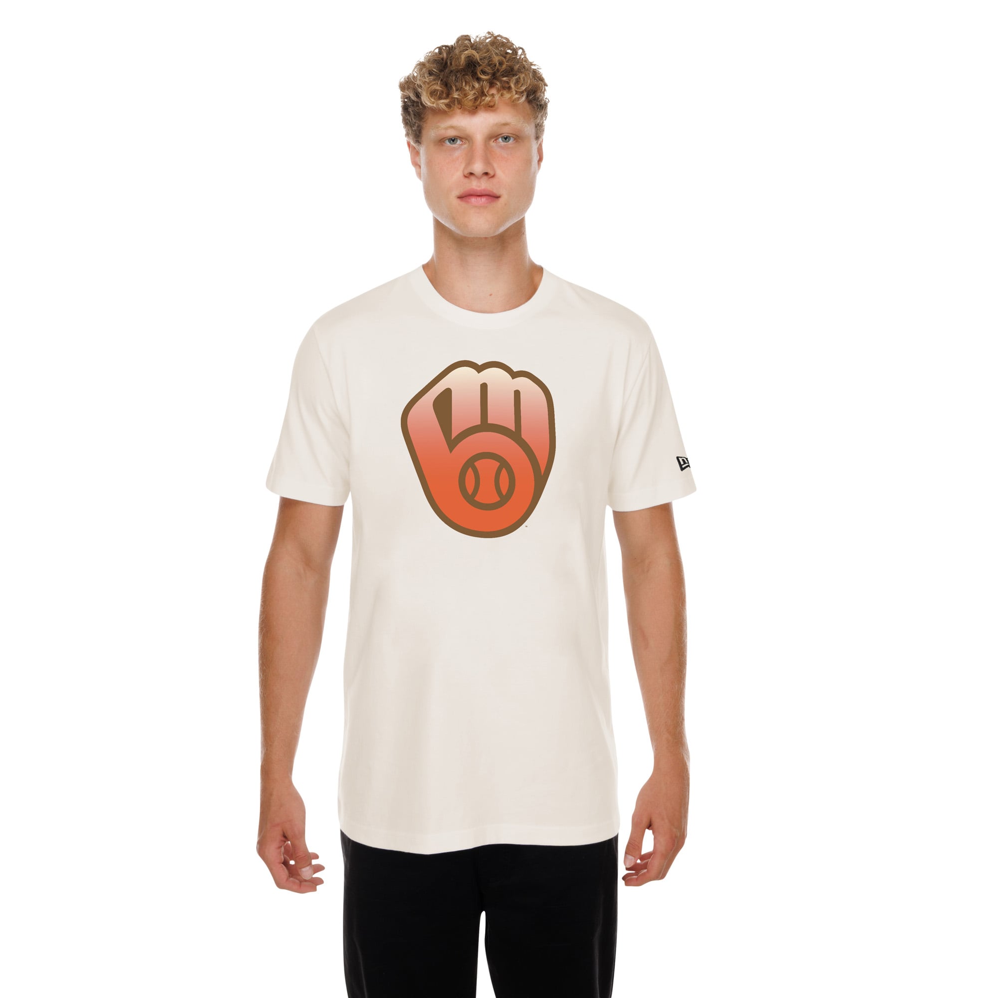 T-shirt homme New Era Natural Milwaukee Brewers à la citrouille épicée