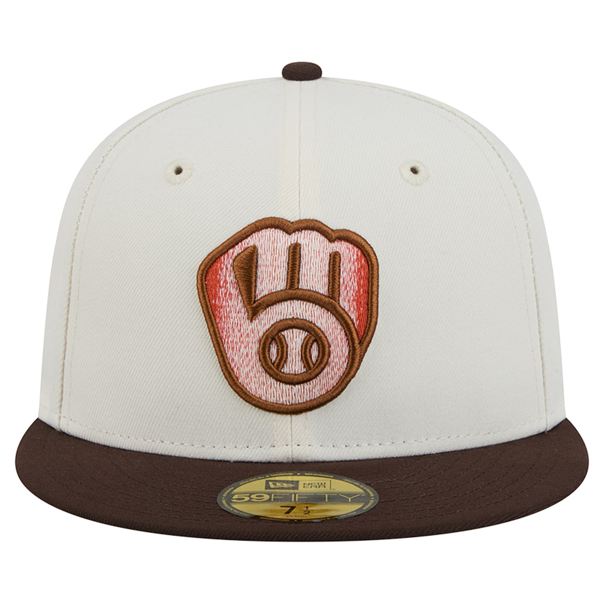Men's New Era Natural/Brown Milwaukee Brewers Pumpkin Spice 59FIFTY Fitted Hat