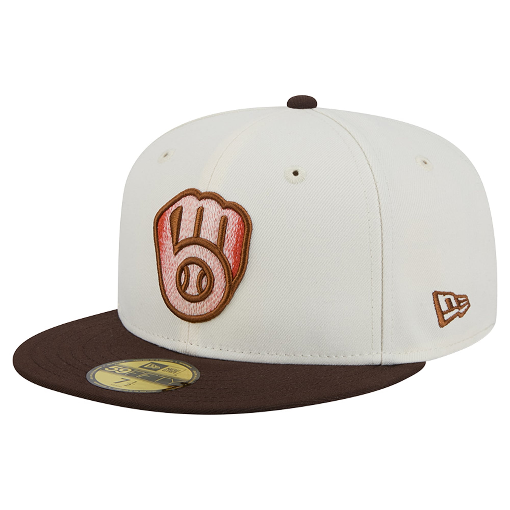 Men's New Era Natural/Brown Milwaukee Brewers Pumpkin Spice 59FIFTY Fitted Hat