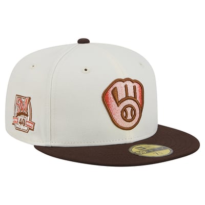 Milwaukee Brewers New Era Pumpkin Spice 59FIFTY Fitted Hat - Natural/Brown