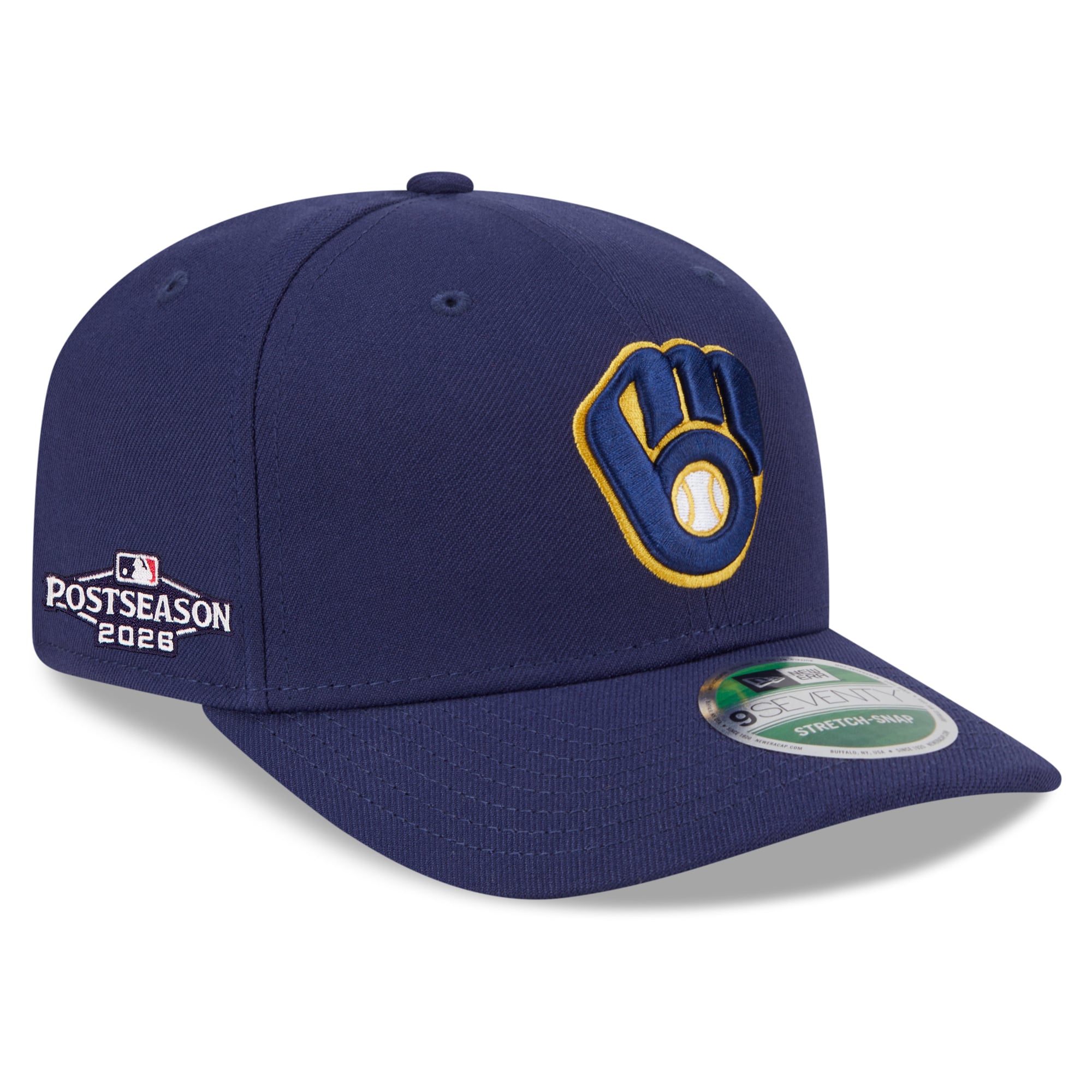 Casquette ajustable New Era bleu marine Milwaukee Brewers 2026 MLB Postseason 9SEVENTY pour homme