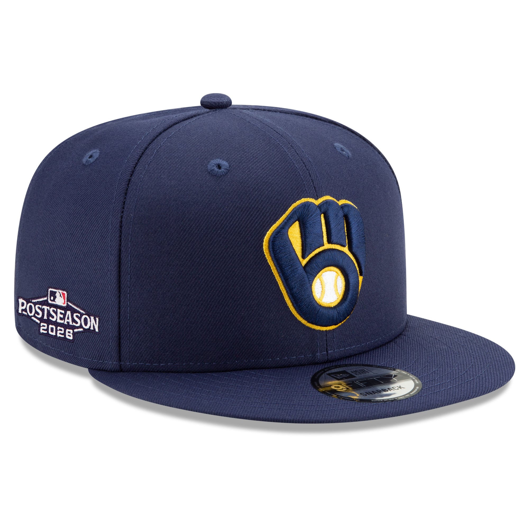 Casquette snapback New Era 9FIFTY pour homme, bleu marine, Milwaukee Brewers, édition spéciale séries éliminatoires MLB 2026.