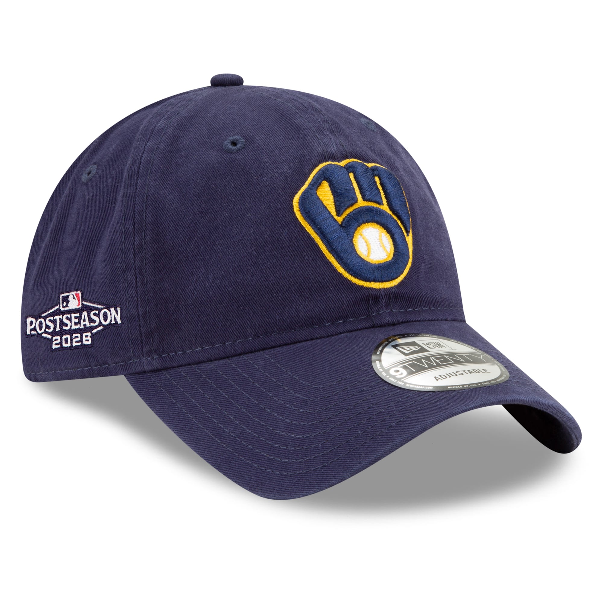 Casquette ajustable New Era pour homme, bleu marine, Milwaukee Brewers, édition spéciale séries éliminatoires MLB 2026, modèle 9TWENTY