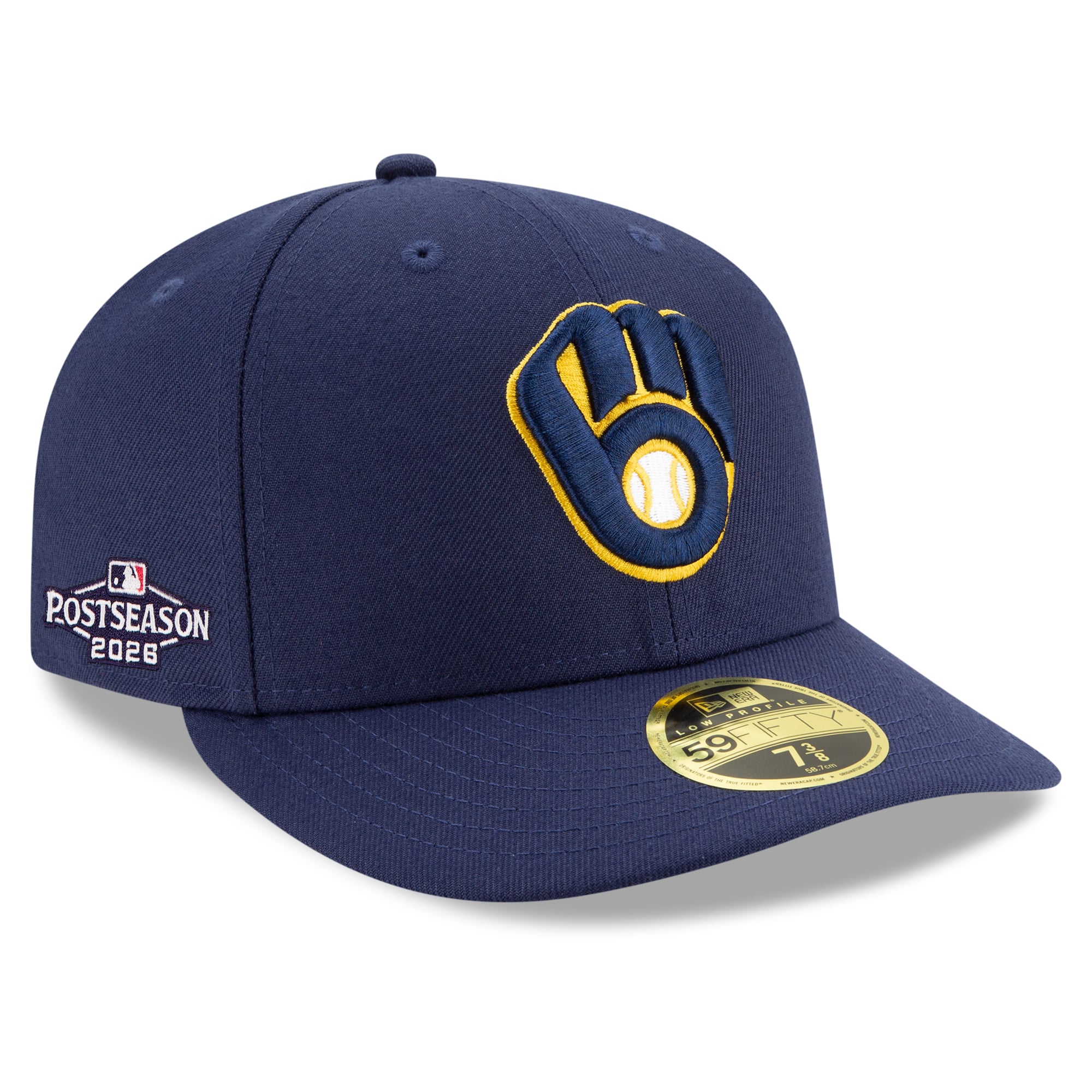 Casquette ajustée New Era 59FIFTY pour homme, bleu marine, Milwaukee Brewers, édition spéciale séries éliminatoires MLB 2026, patch latéral, profil bas