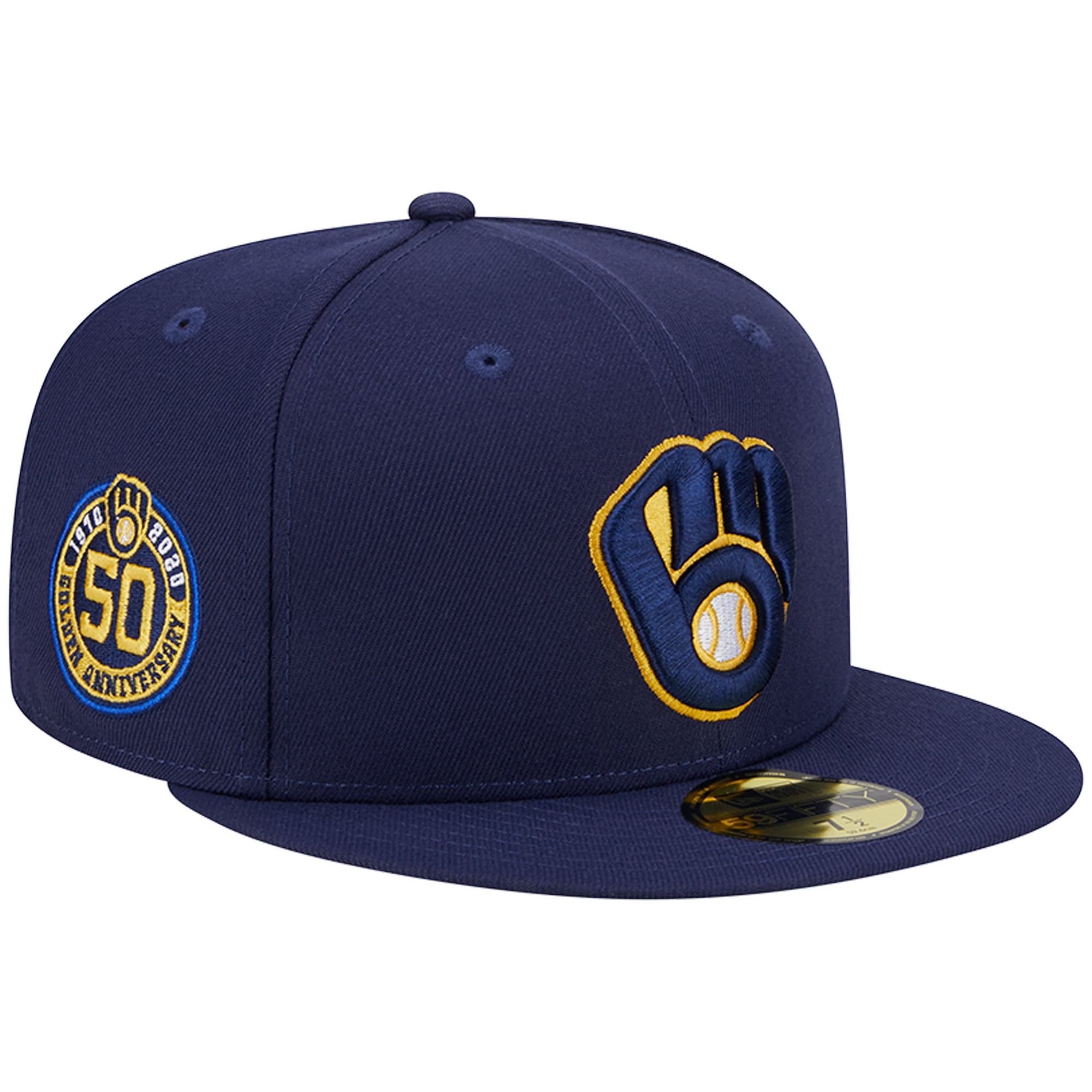 Casquette ajustée 59FIFTY Team Color 50e anniversaire des Milwaukee Brewers New Era bleu marine pour homme
