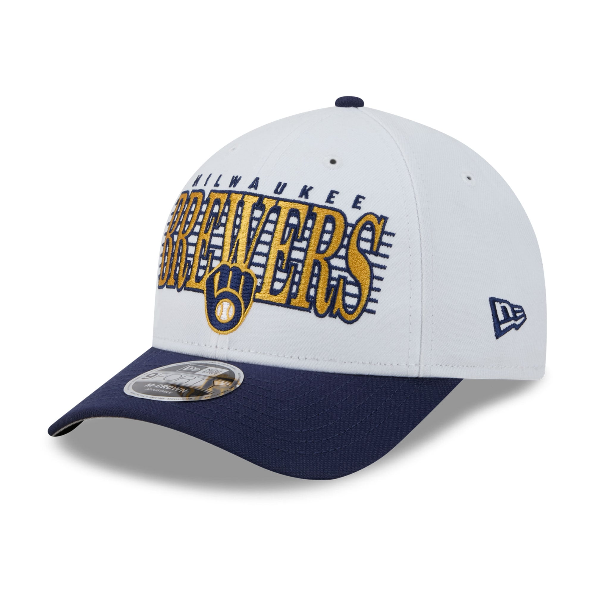 Men's New Era White/Navy Milwaukee Brewers Loyal 9FORTY M-Crown Adjustable Hat