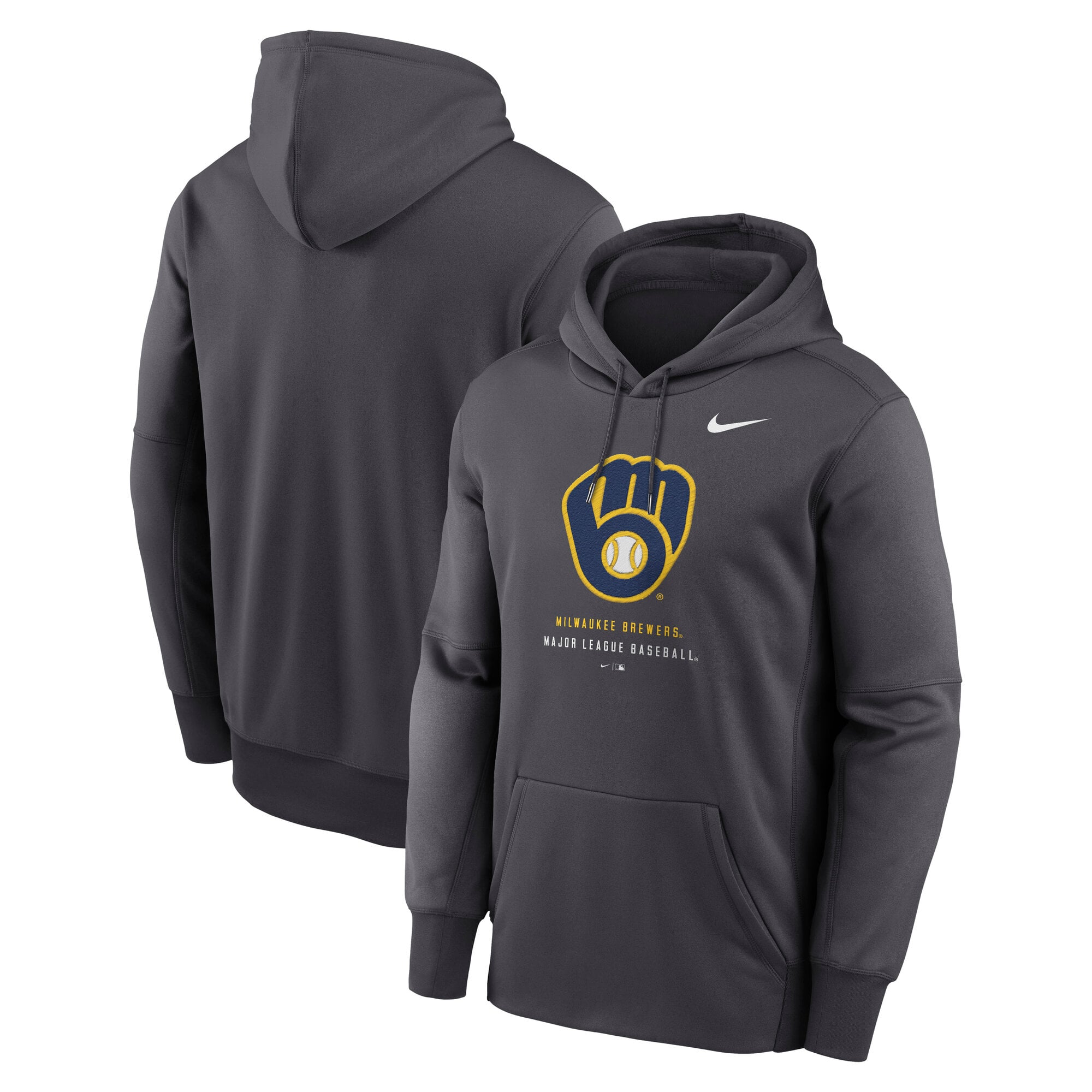 Sweat à capuche Nike Therma-FIT anthracite Milwaukee Brewers pour homme