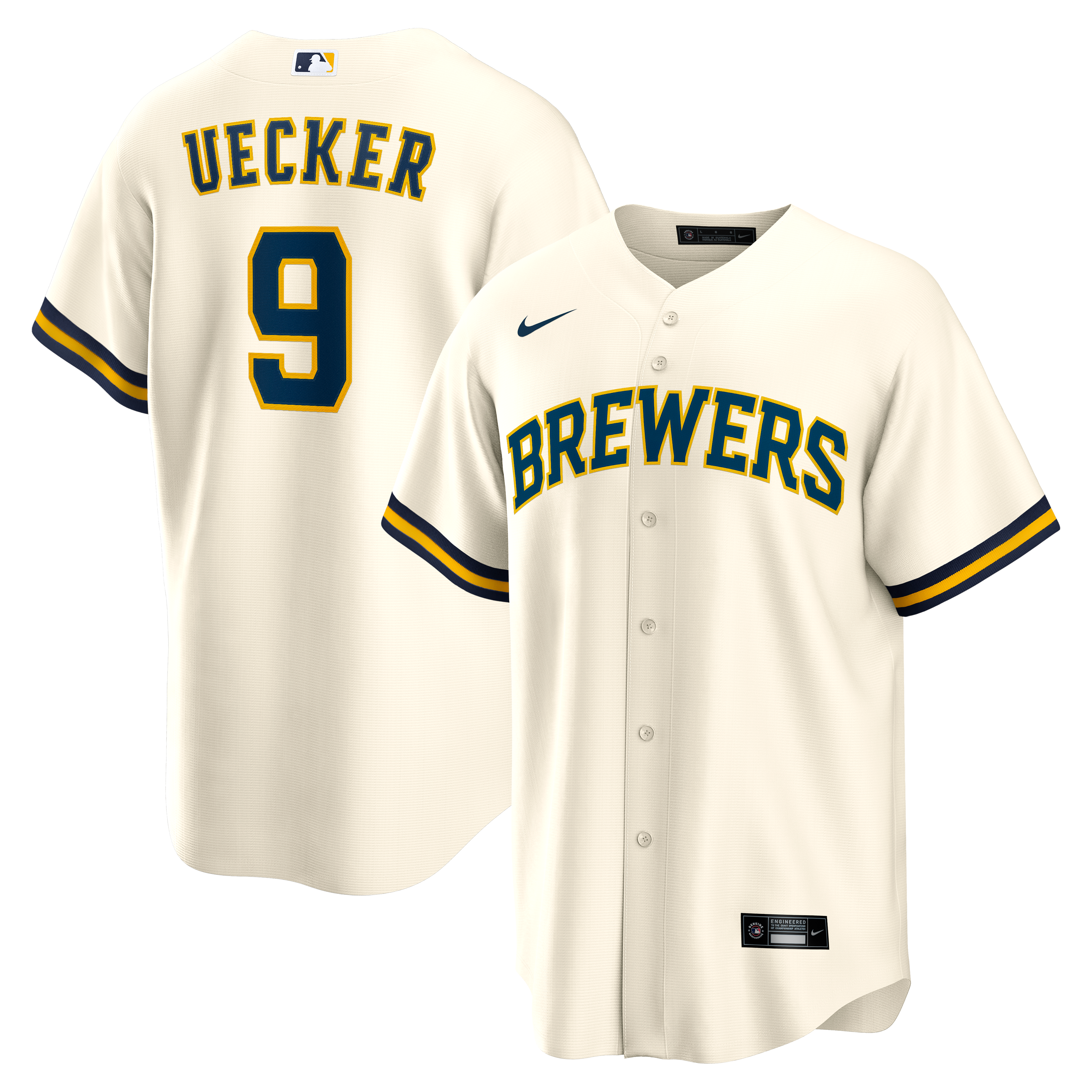 Men's Nike Bob Uecker Cream Milwaukee Brewers Home Retired Player Replica Jersey