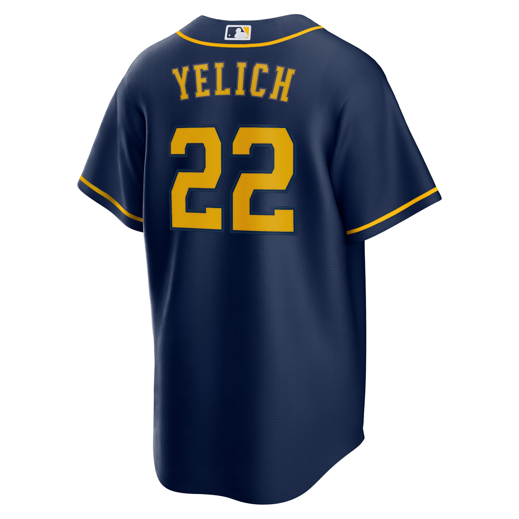 Maillot réplique Nike Christian Yelich bleu marine des Milwaukee Brewers, modèle alternatif 2 pour homme