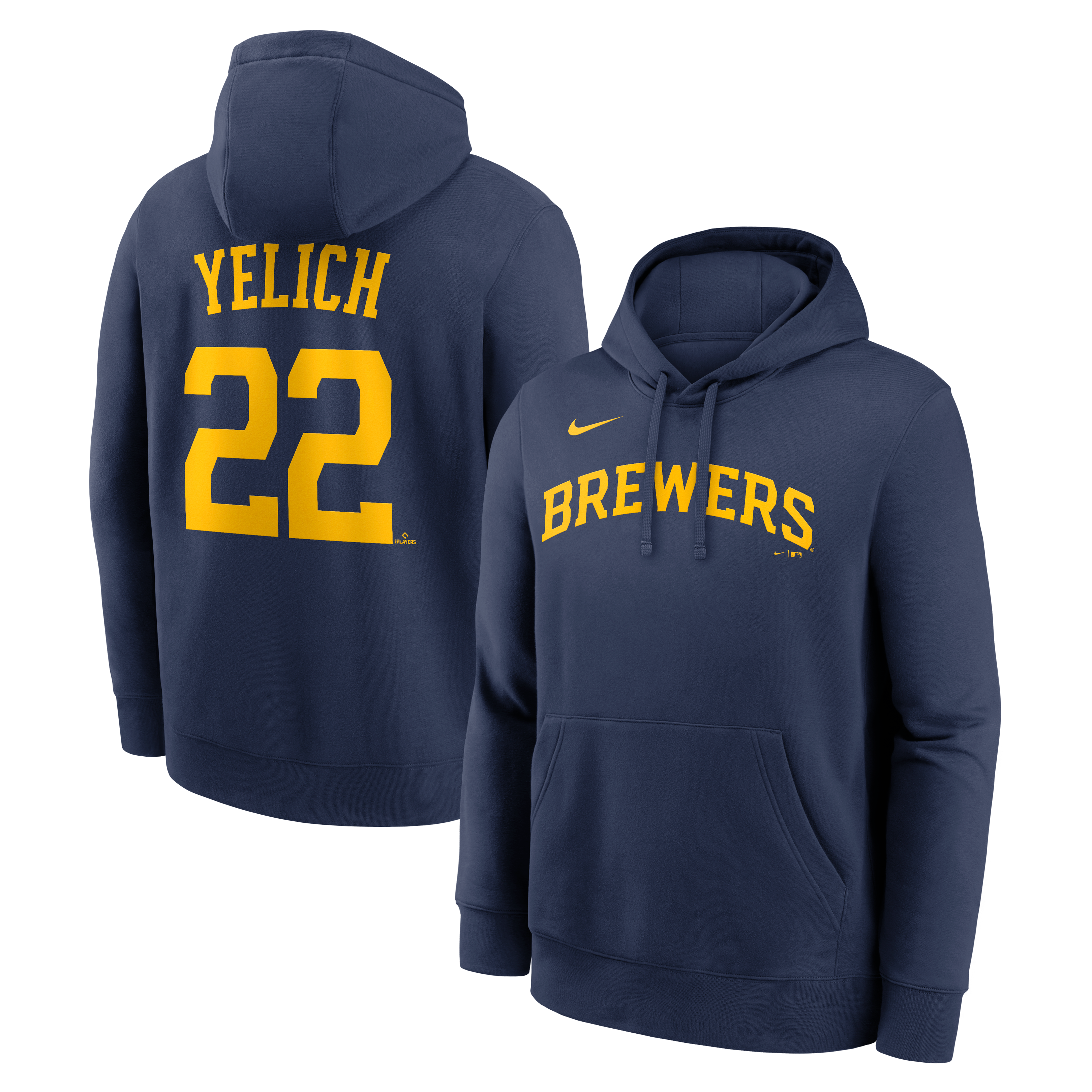 Sweat à capuche polaire Nike Christian Yelich bleu marine Milwaukee Brewers pour homme