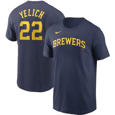 Christian Yelich Milwaukee Brewers Nike Name & Number T-Shirt - Navy