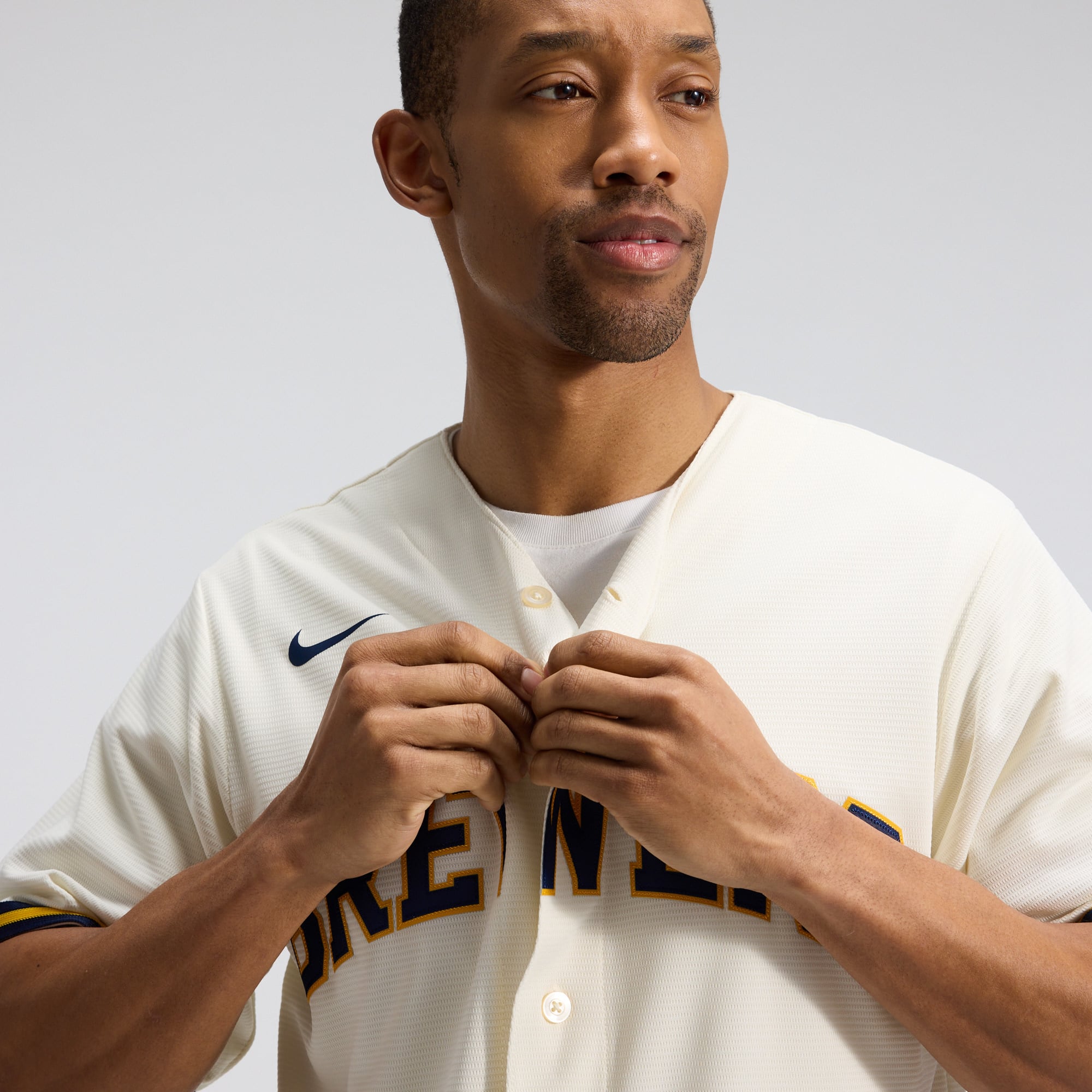 Men's Nike Cream Milwaukee Brewers Home Replica Team Jersey