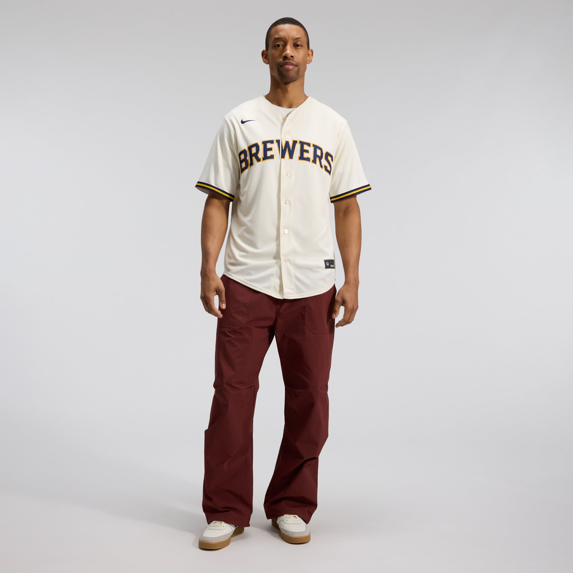 Men's Nike Cream Milwaukee Brewers Home Replica Team Jersey