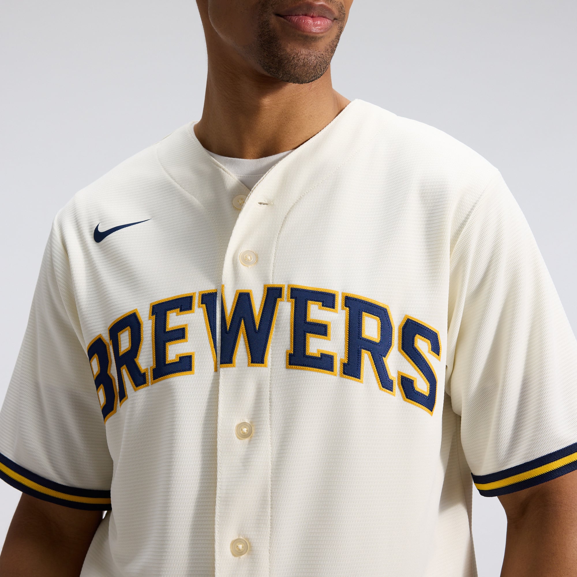 Men's Nike Cream Milwaukee Brewers Home Replica Team Jersey
