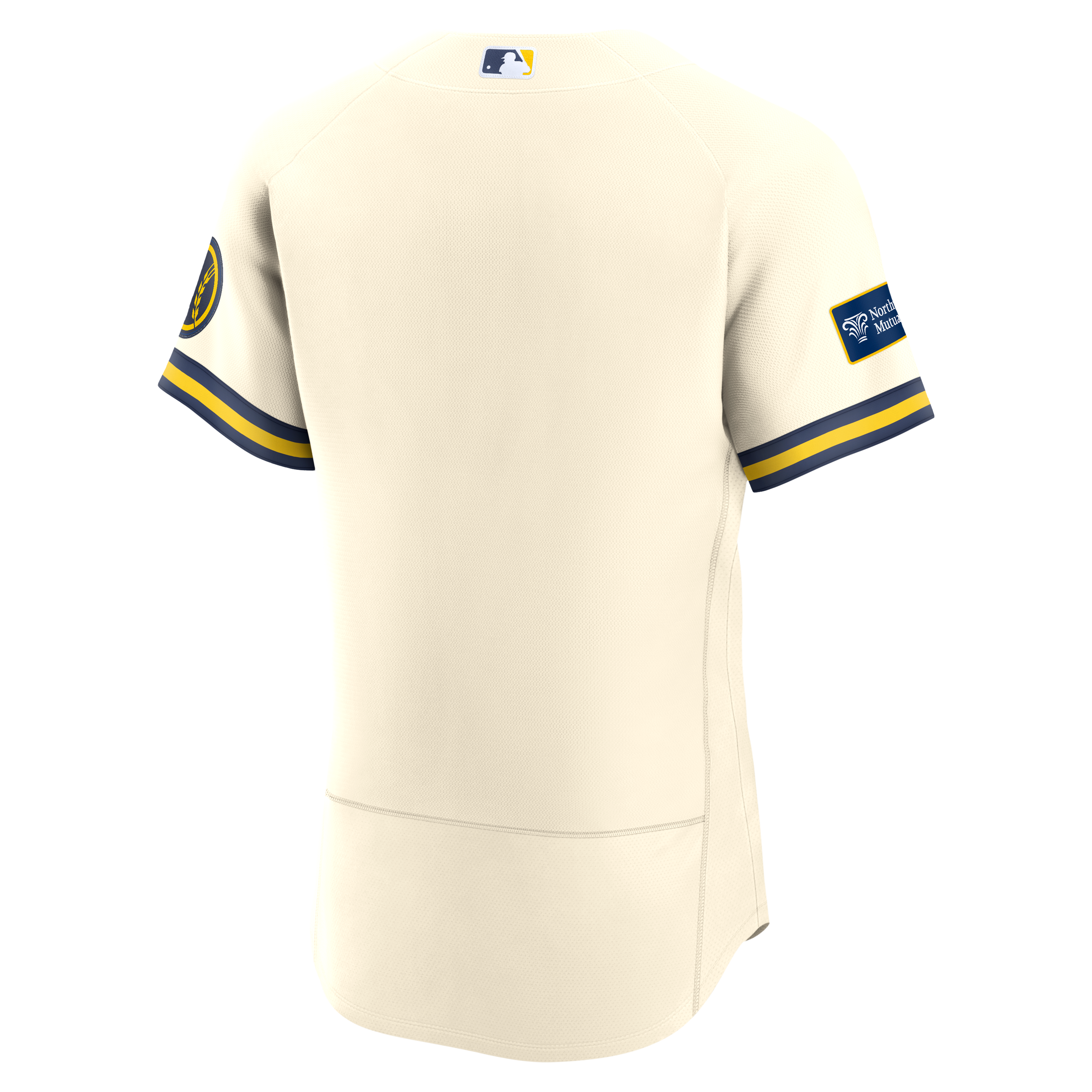 Men's Nike Cream Milwaukee Brewers Home Sponsor Patch Authentic Jersey