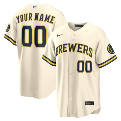  Milwaukee Brewers Nike Home Stadium Custom Jersey - Cream