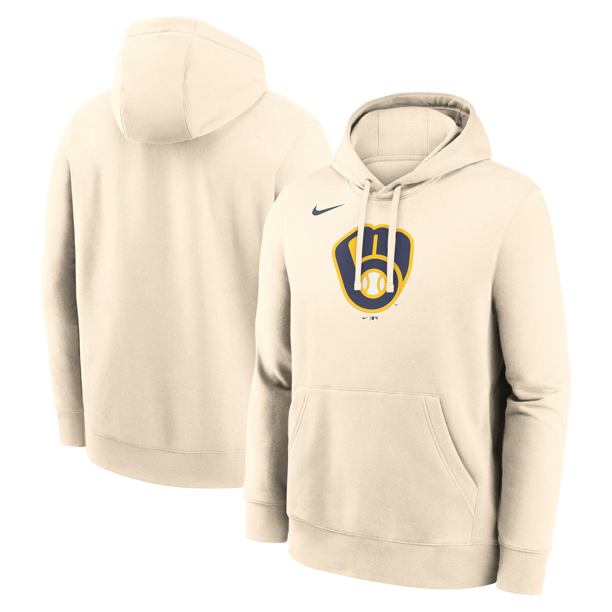 Sweat à capuche en polaire Nike Club Logo Milwaukee Brewers bleu marine pour homme